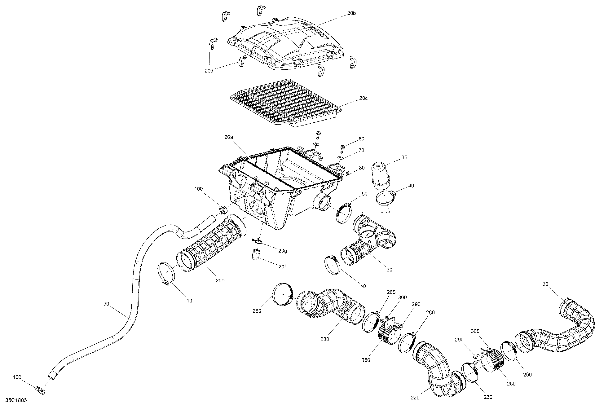 An Image of a Genuine Can-Am Parts Schematic Diagram showing the schematic - AIR INTAKE MAVERICK NON MAX