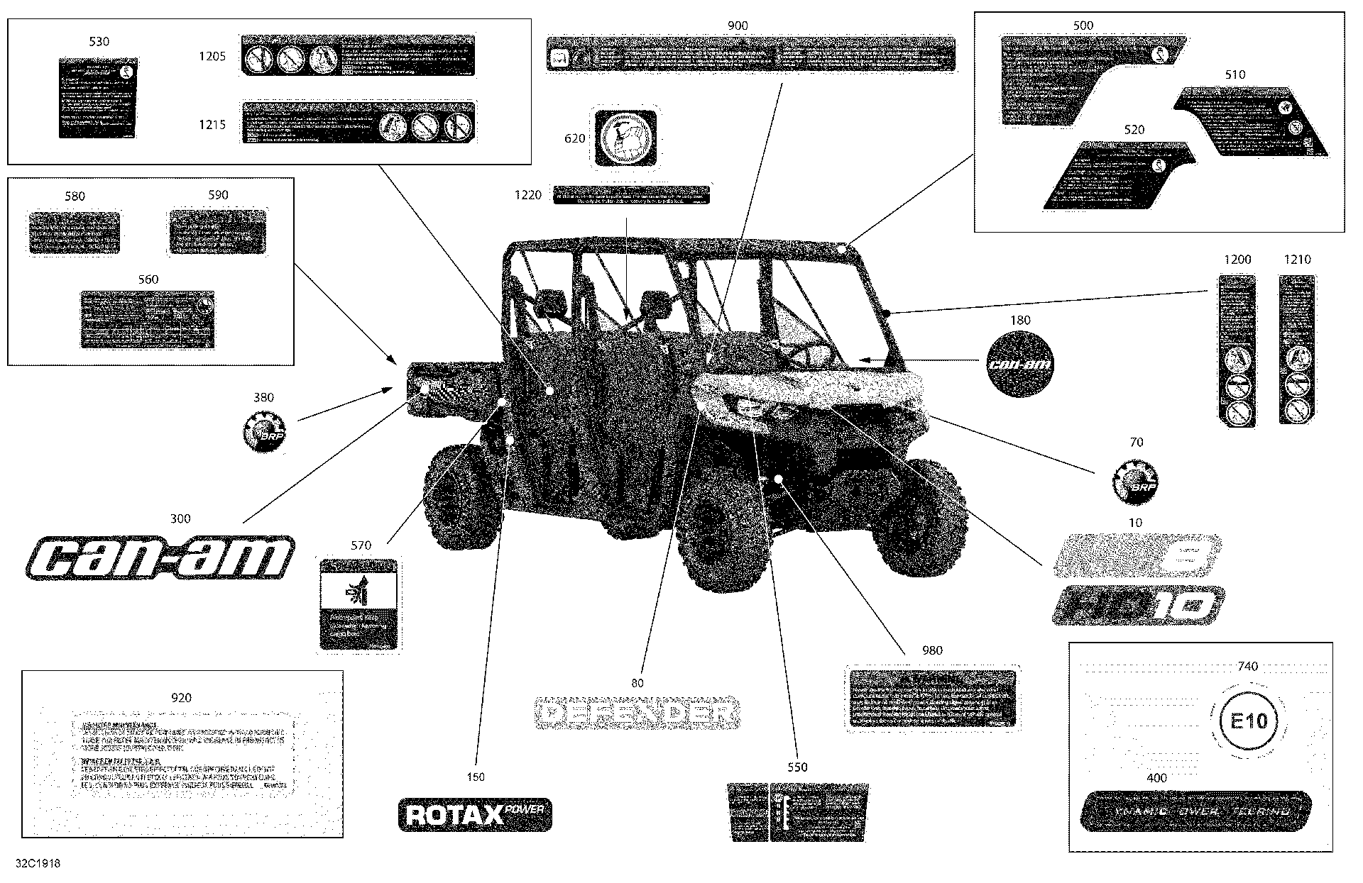 An Image of a Genuine Can-Am Parts Schematic Diagram showing the schematic - DECALS - HD8 - DPS