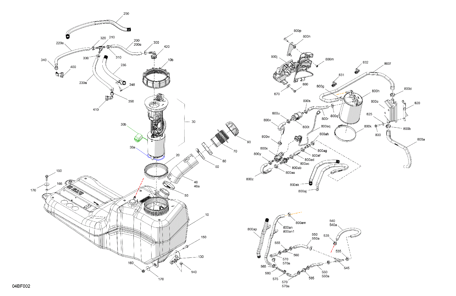 An Image of a Genuine Can-Am Parts Schematic Diagram showing the schematic - ENGINE - FUEL