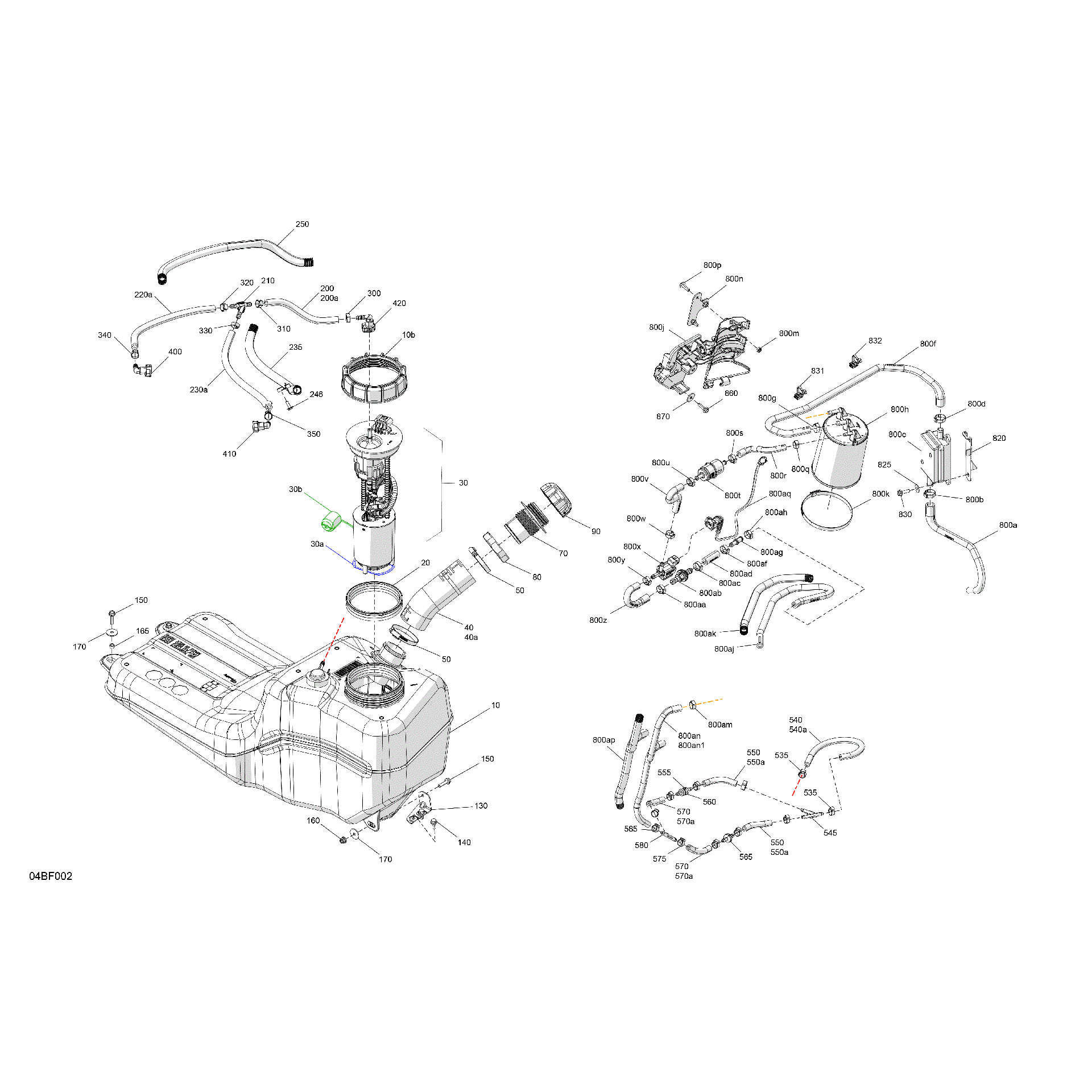 An Image of a Genuine Can-Am Parts Schematic Diagram showing the schematic - ENGINE - FUEL