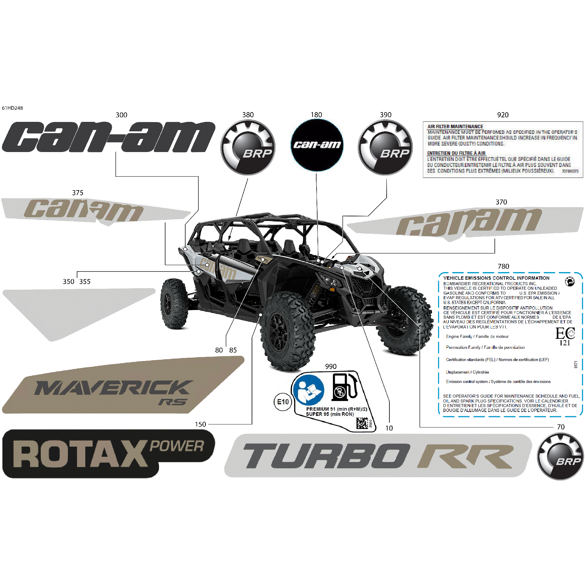 An Image of a Genuine Can-Am Parts Schematic Diagram showing the schematic - BODY - DECALS