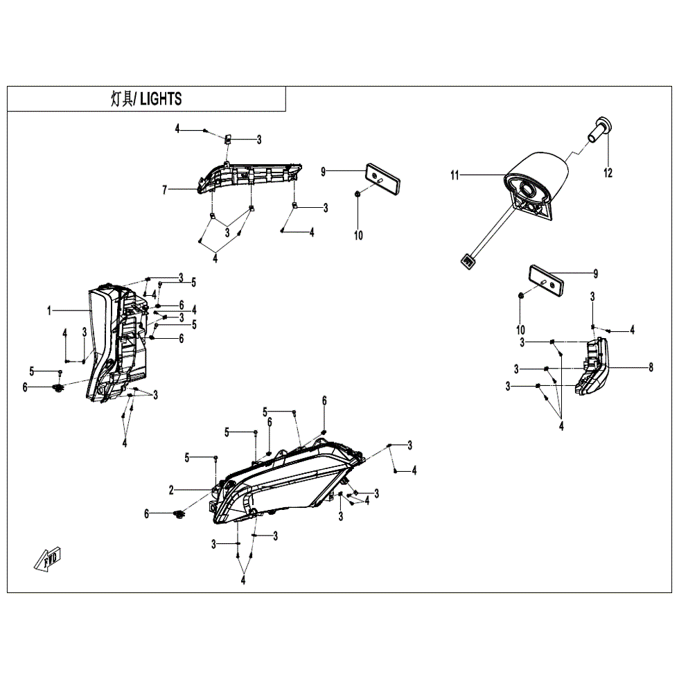 An Image of a Genuine CFMOTO Parts Schematic Diagram showing the schematic - LIGHT - 2022 CFMOTO ZFORCE 950 Sport