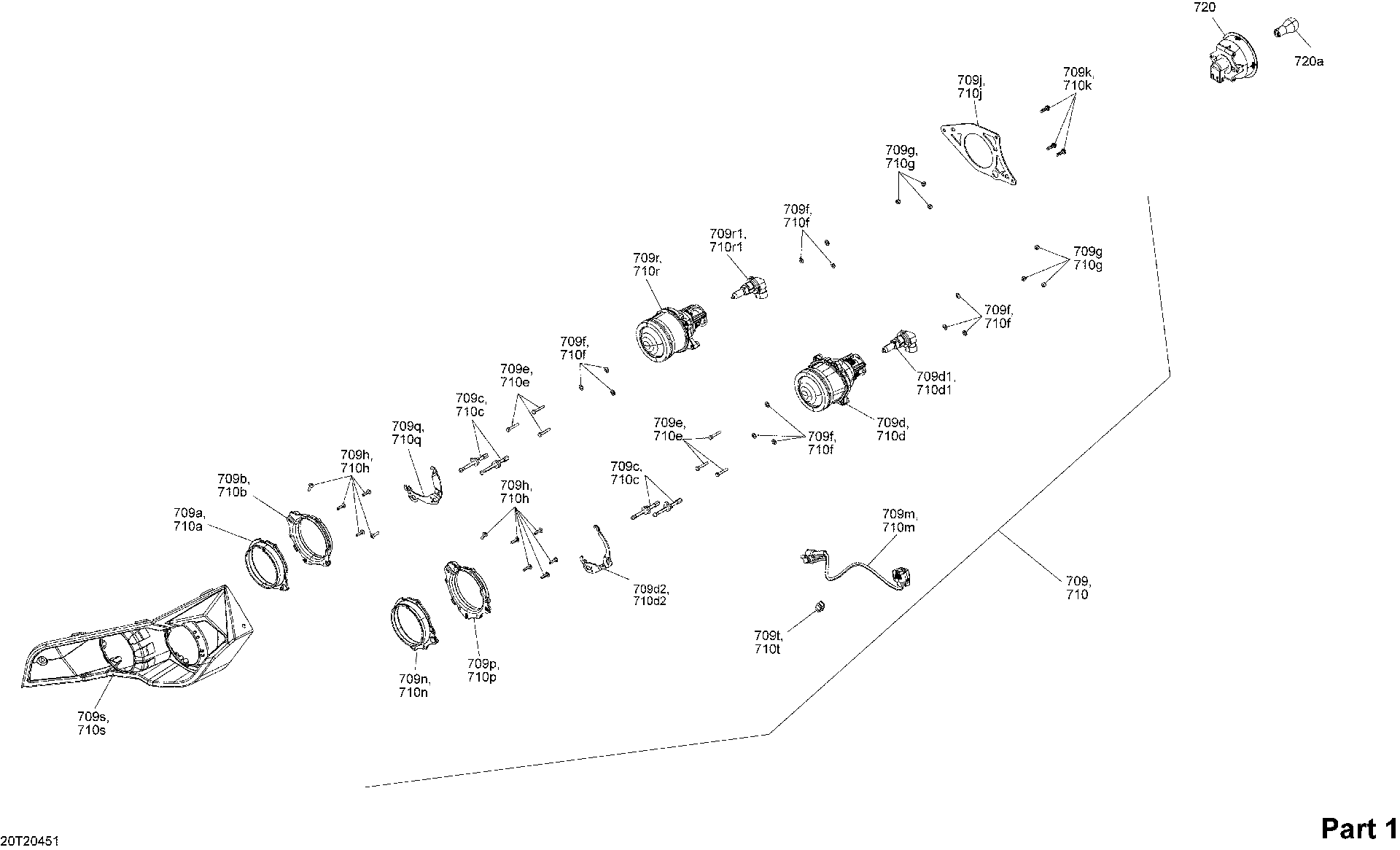 An Image of a Genuine Can-Am Parts Schematic Diagram showing the schematic - ELECTRICAL SYSTEM - SECTION 1