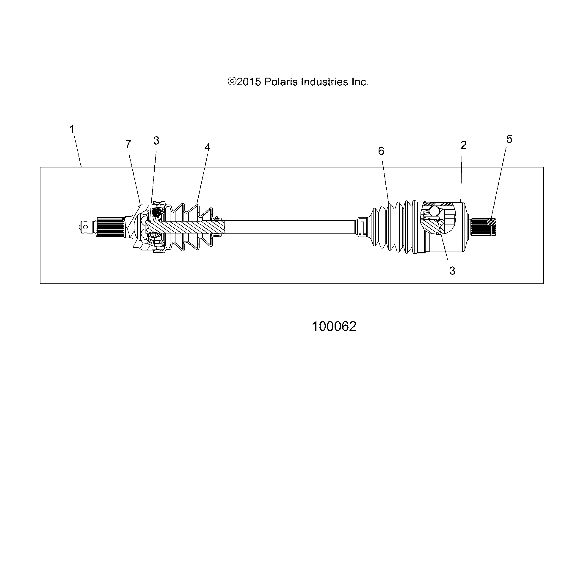 An Image of a Genuine Polaris Parts Schematic Diagram showing the schematic - DRIVE TRAIN: DRIVE SHAFT FRONT - 2016 POLARIS SPORTSMAN 850 SP