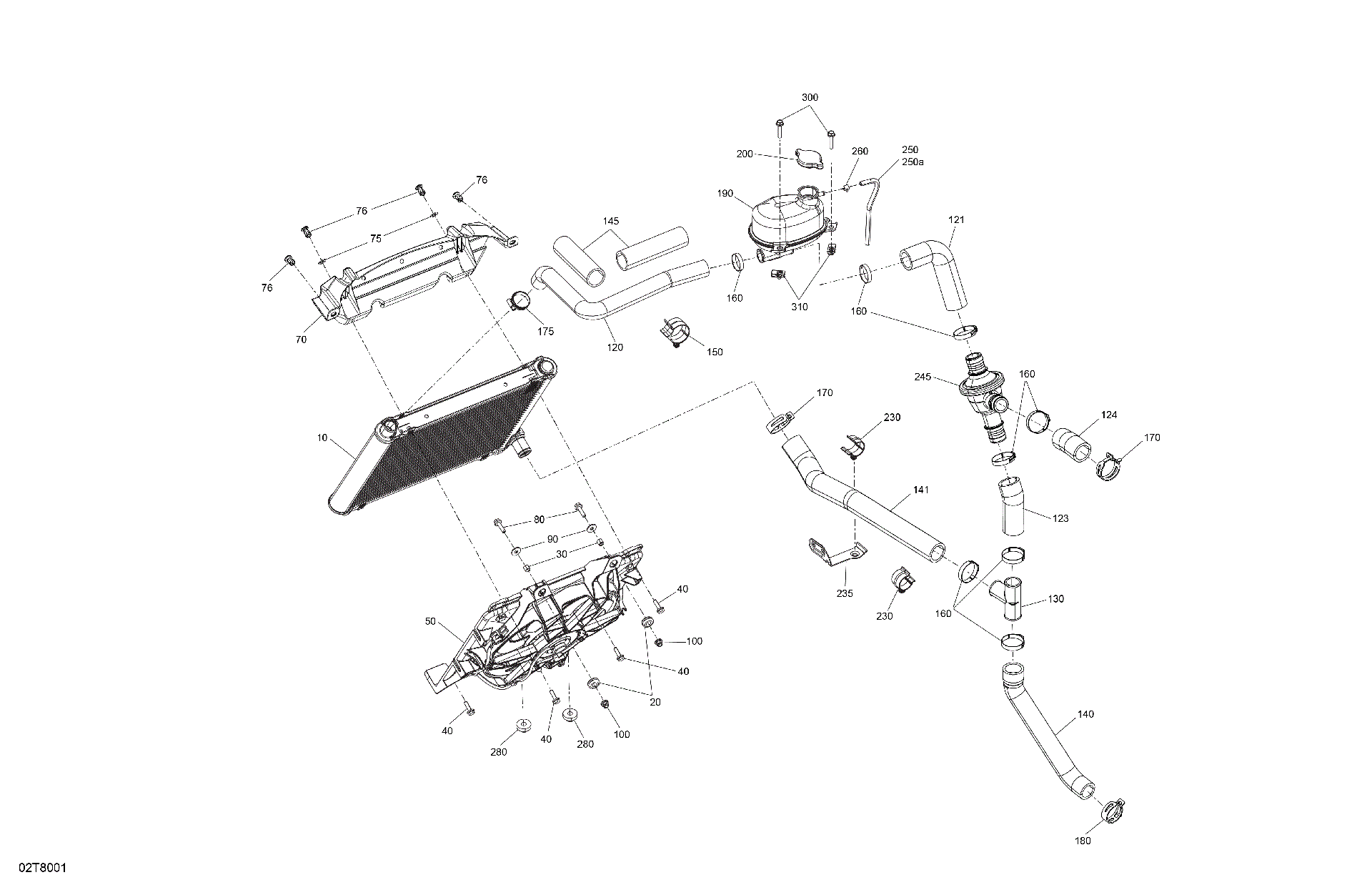 An Image of a Genuine Can-Am Parts Schematic Diagram showing the schematic - ENGINE - COOLING