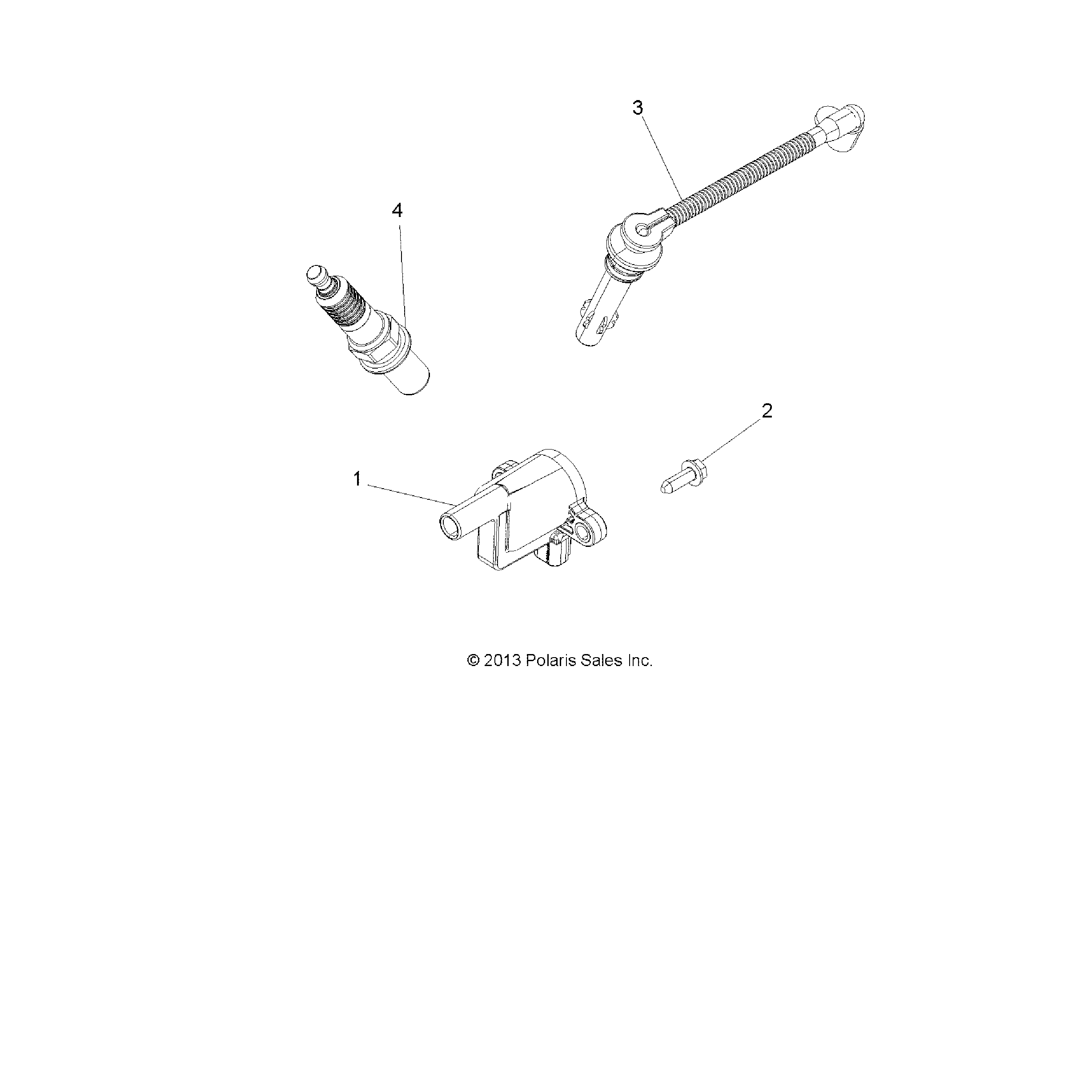 An Image of a Genuine Polaris Parts Schematic Diagram showing the schematic - ELECTRICAL: IGNITION COIL WIRE AND SPARK PLUG - 2019 POLARIS SPORTSMAN 570 SP