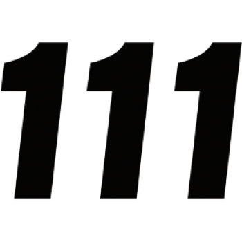 The image displays the number 1 in large, bold black font on a white background, like the FX Factory Number 1 Black 7" by Factory Effex—high-gloss vinyl with strong adhesive for durable, pressure washer safe applications.