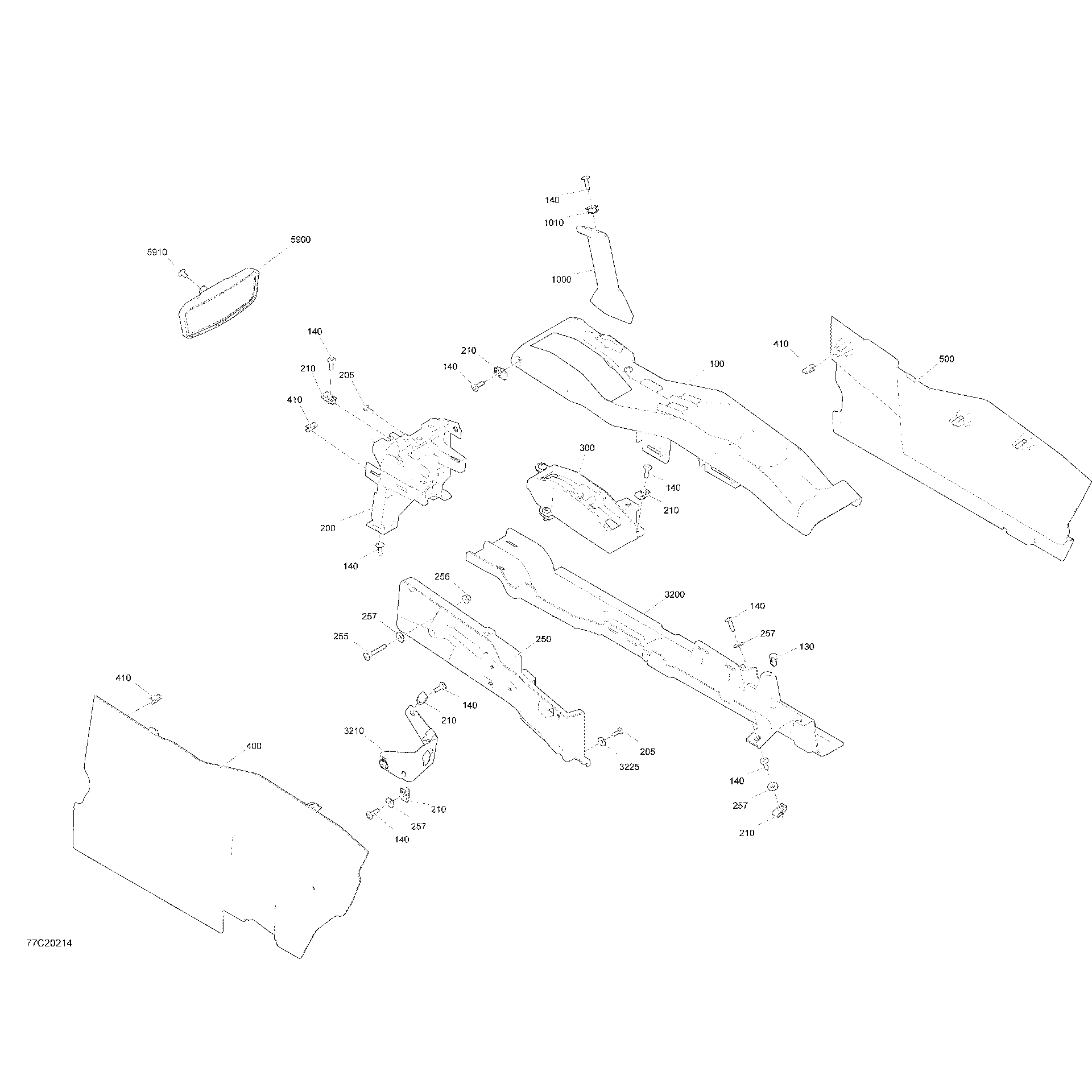 An Image of a Genuine Can-Am Parts Schematic Diagram showing the schematic - CAB INTERIOR - CONSOLE