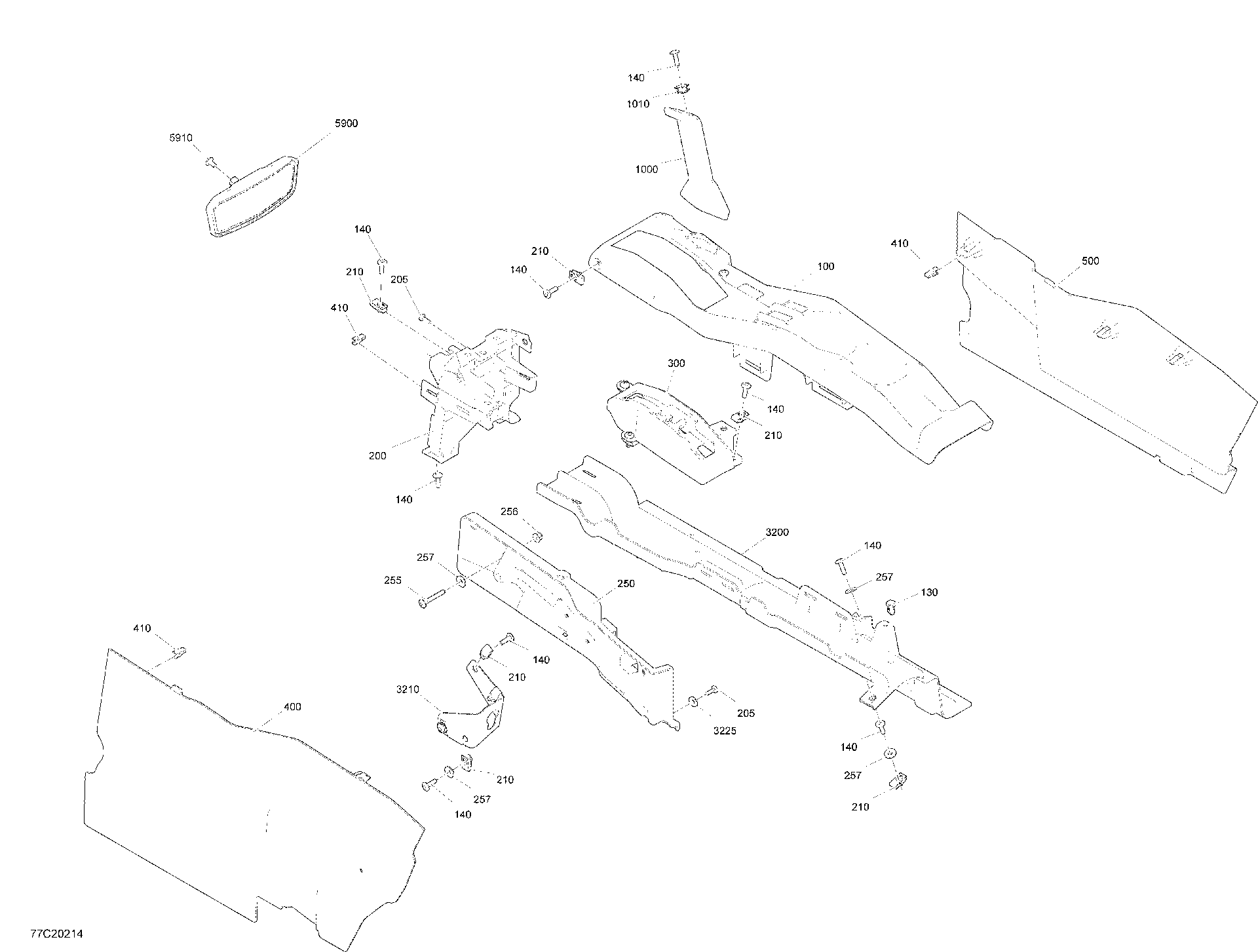 An Image of a Genuine Can-Am Parts Schematic Diagram showing the schematic - CAB INTERIOR - MIDDLE SECTION