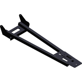 The Sno-Devil Replacement Push Tube by Kfi Products is a black Grade 50 steel mounting bracket with a long, tapered rectangular frame and multiple attachment holes, shown angled against a white background.