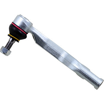 The Tie Rod End Left Outer by Epi is a metal OEM-quality automotive component with a ball joint and bolt at one end and a cylindrical arm, designed for long-lasting performance in vehicle steering systems.