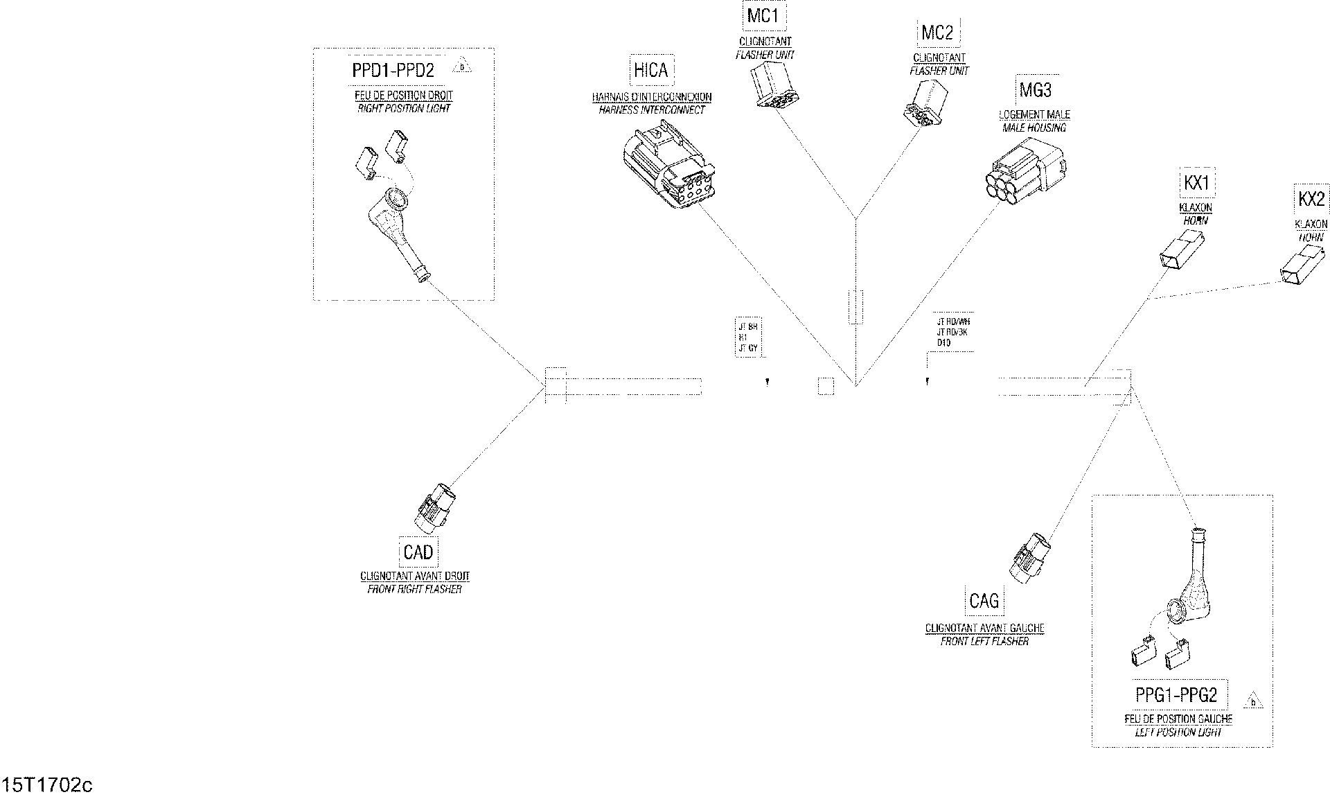 An Image of a Genuine Can-Am Parts Schematic Diagram showing the schematic - ELECTRICAL HARNESS - OPTION 710004842 EUROPE