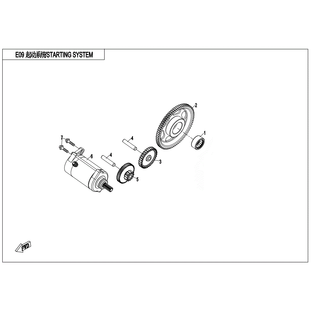 An Image of a Genuine CFMOTO Parts Schematic Diagram showing the schematic - STARTING SYSTEM - 2025 CFMOTO ZFORCE 950 Trail