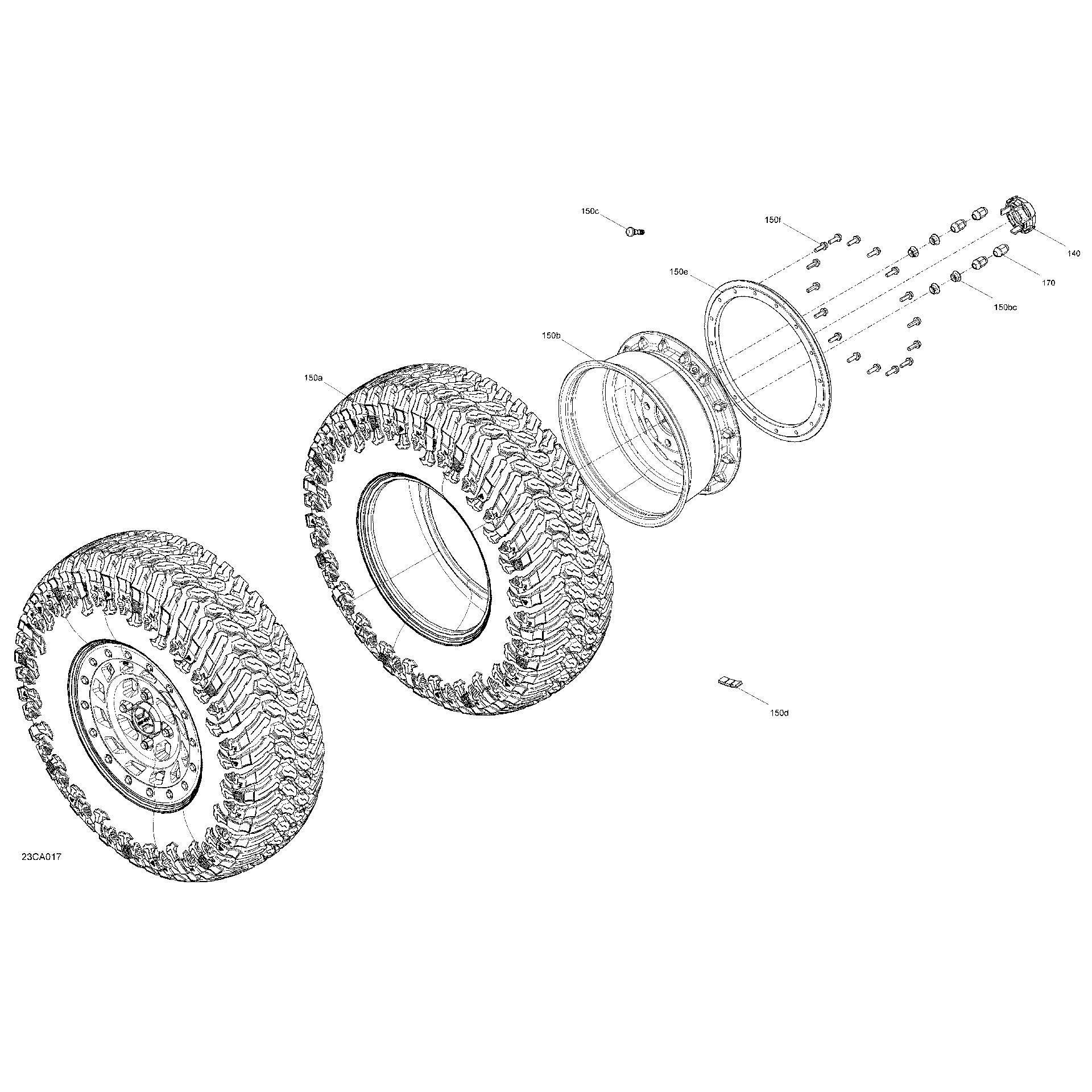 An Image of a Genuine Can-Am Parts Schematic Diagram showing the schematic - DRIVE - REAR WHEELS - X RC