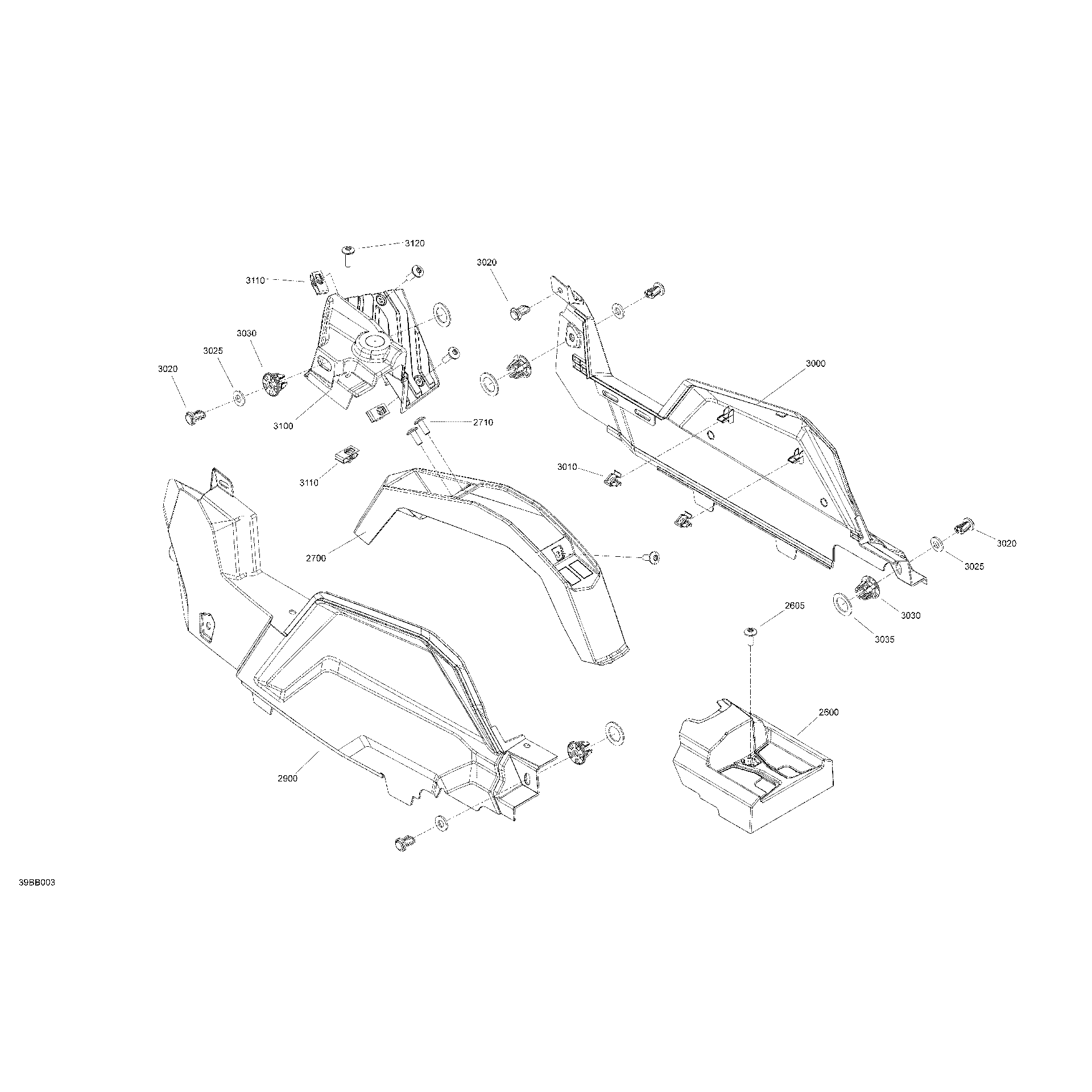 An Image of a Genuine Can-Am Parts Schematic Diagram showing the schematic - CAB INTERIOR - CENTER CONSOLE