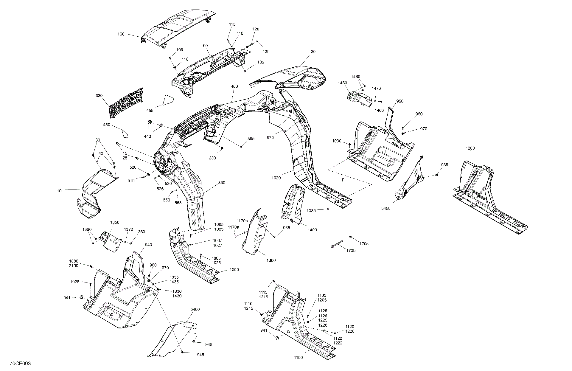 An Image of a Genuine Can-Am Parts Schematic Diagram showing the schematic - BODY - SYSTEM