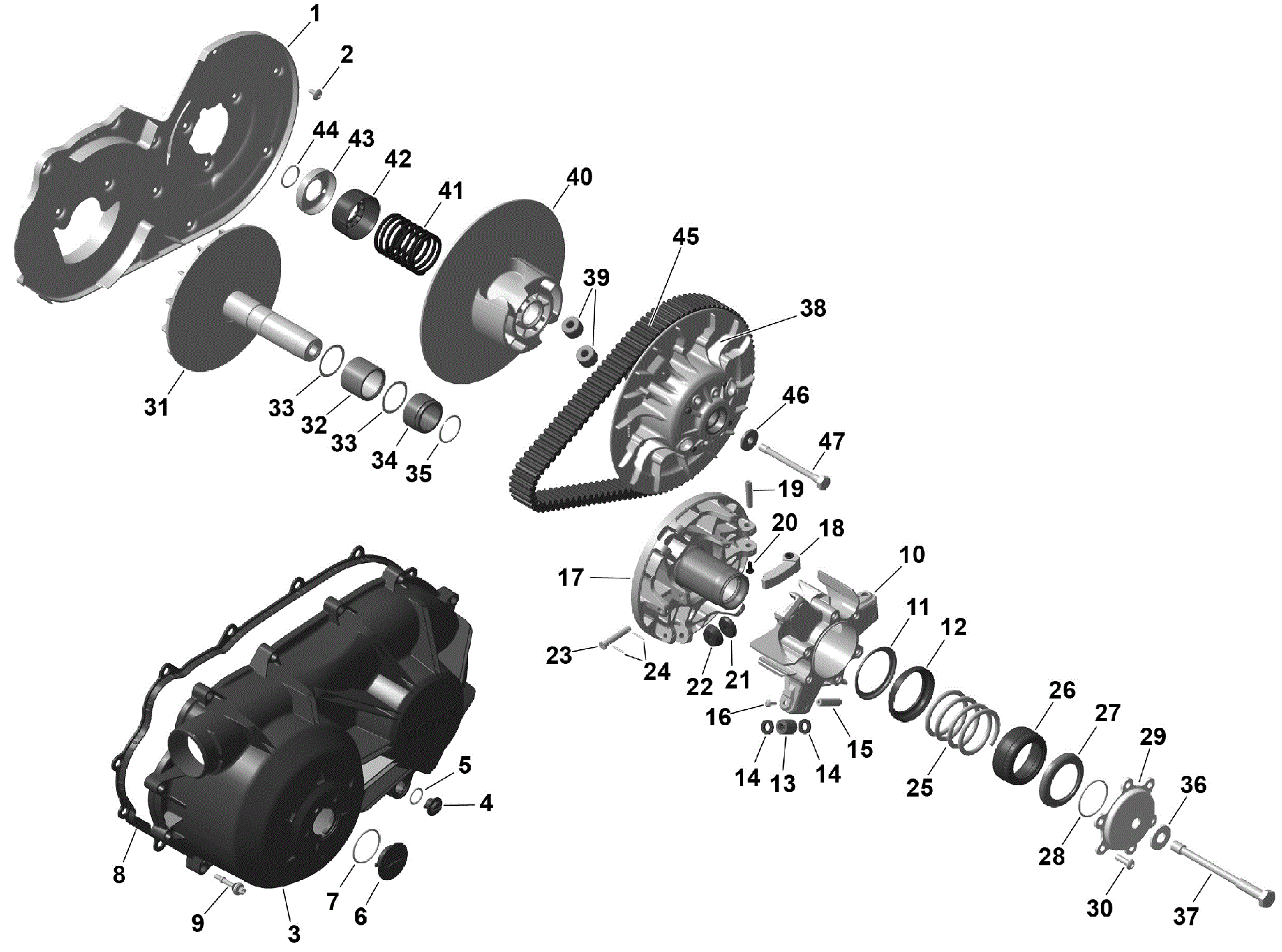 An Image of a Genuine Can-Am Parts Schematic Diagram showing the schematic - ROTAX - CVT