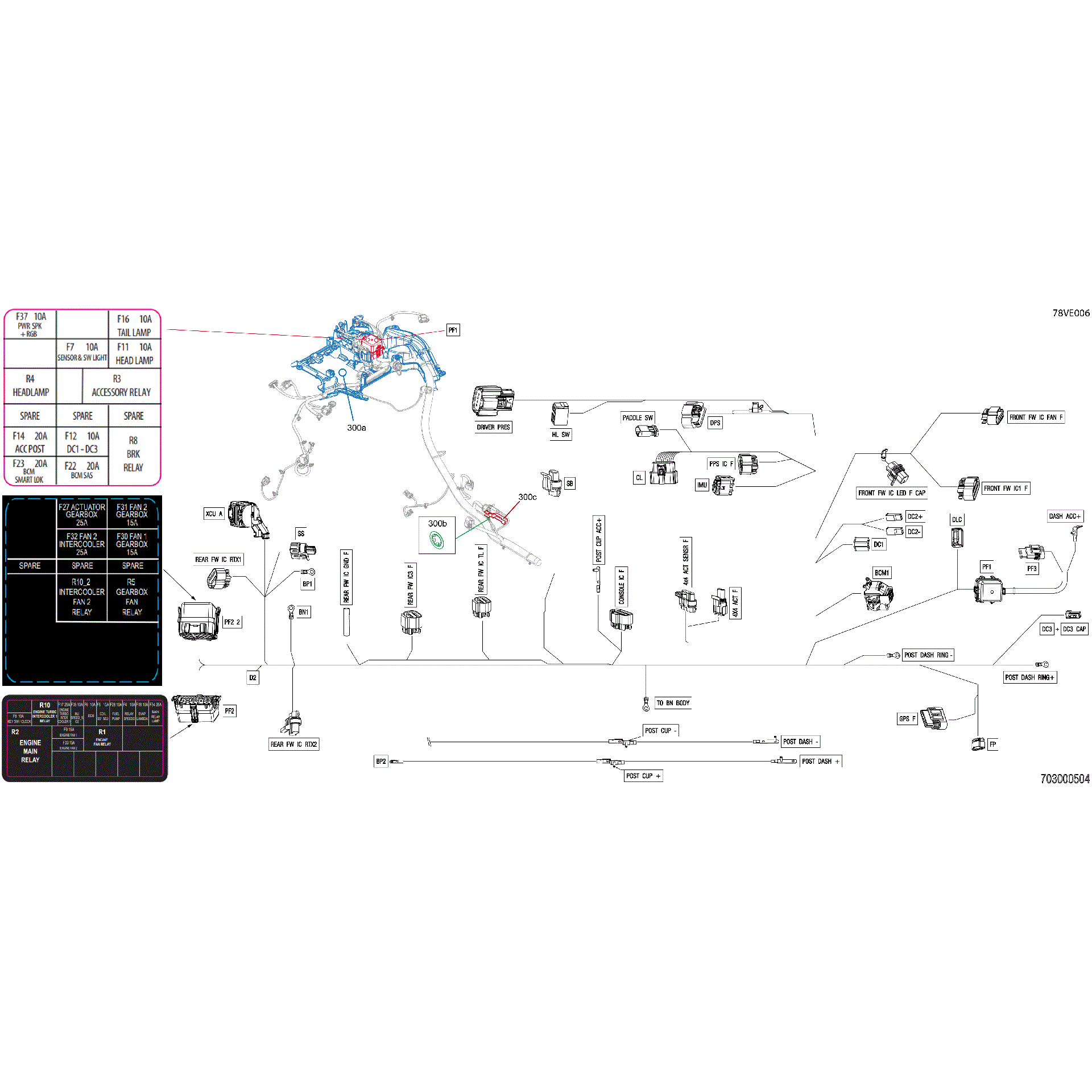 An Image of a Genuine Can-Am Parts Schematic Diagram showing the schematic - ELECTRIC - MAIN HARNESS - 710009623