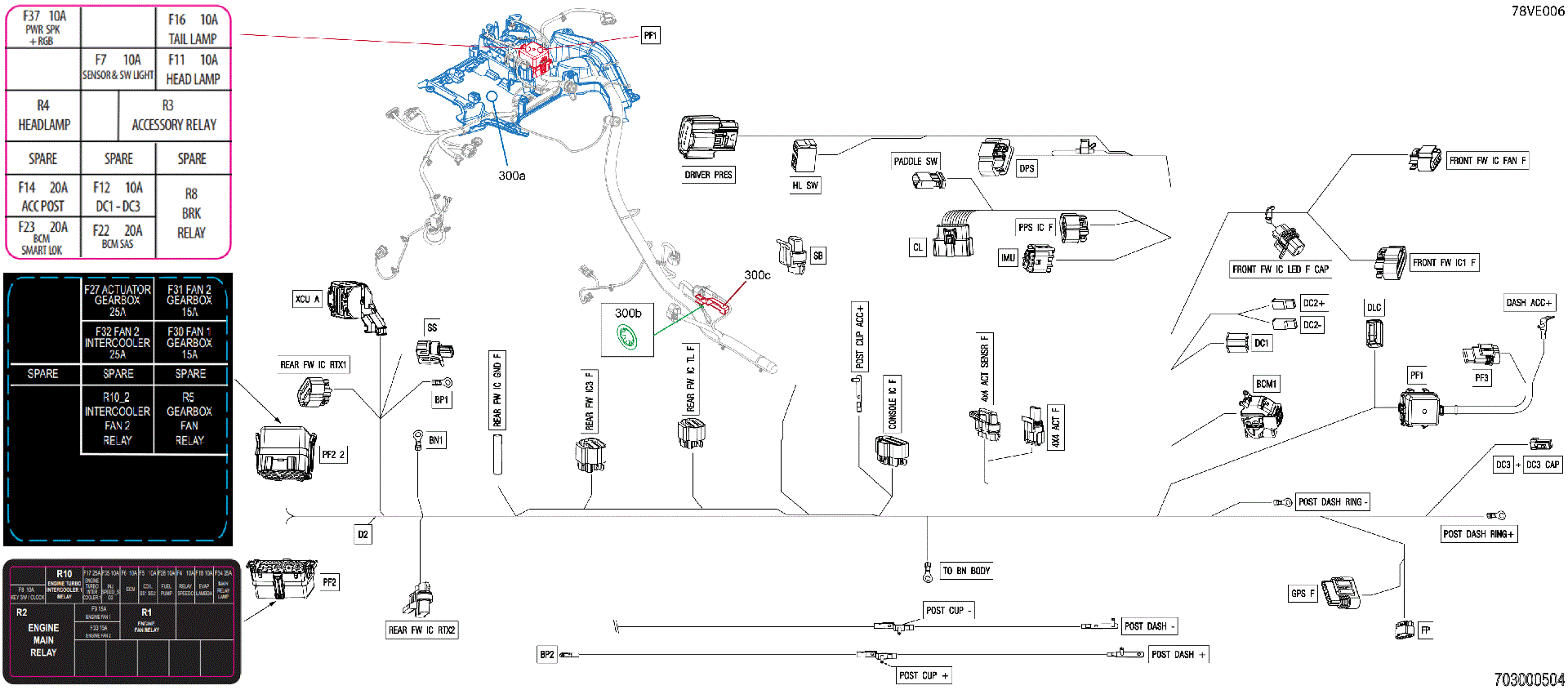An Image of a Genuine Can-Am Parts Schematic Diagram showing the schematic - ELECTRIC - MAIN HARNESS - 710009623