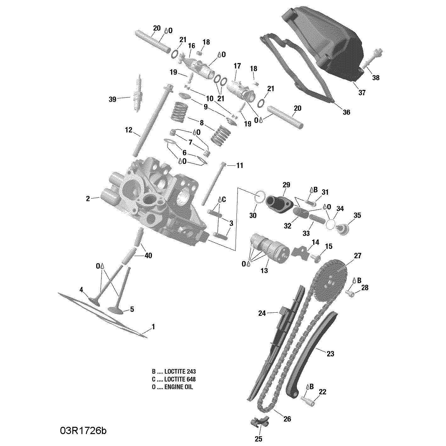 An Image of a Genuine Can-Am Parts Schematic Diagram showing the schematic - CYLINDER HEAD REAR - HD8