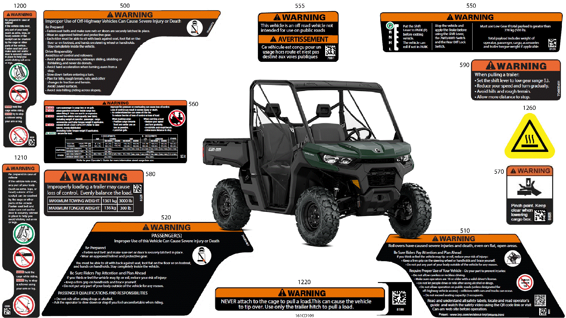 An Image of a Genuine Can-Am Parts Schematic Diagram showing the schematic - BODY - WARNING DECALS