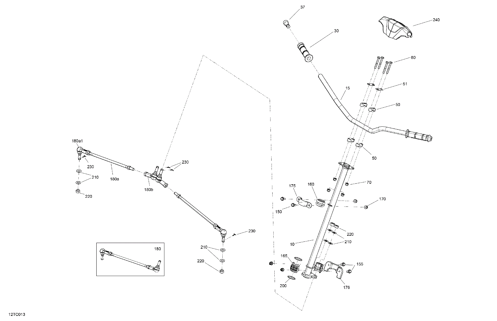 An Image of a Genuine Can-Am Parts Schematic Diagram showing the schematic - MECHANIC - STEERING