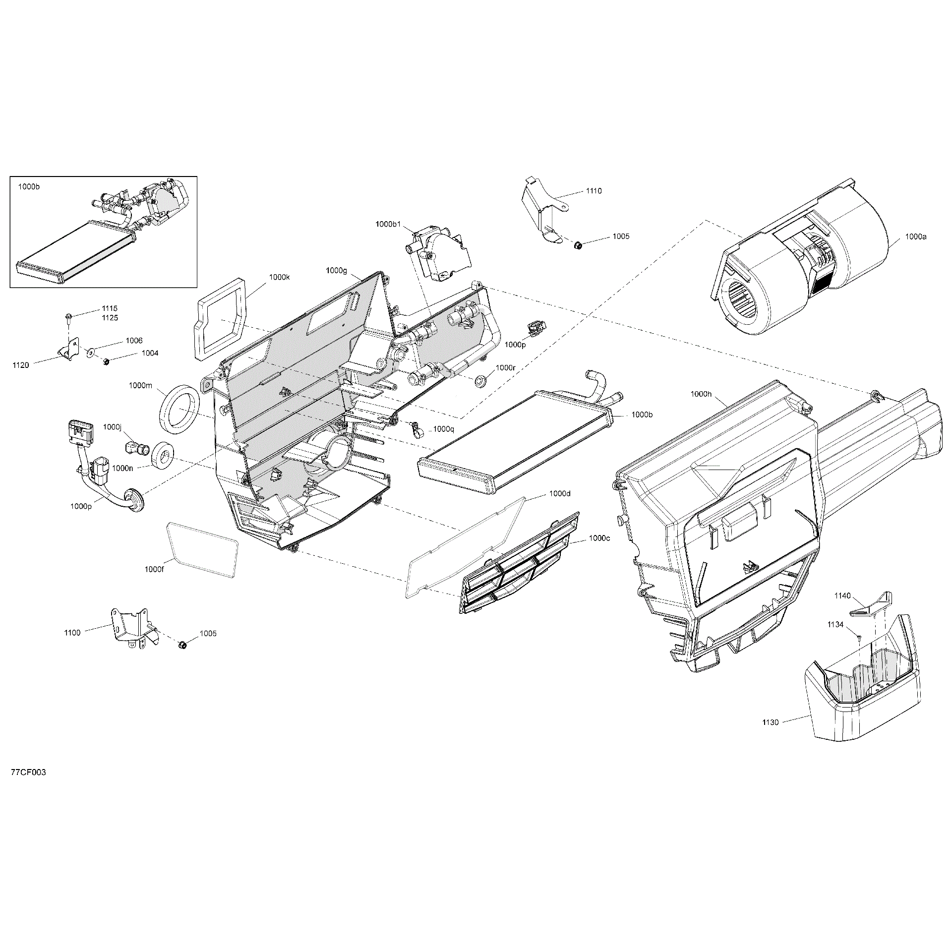 An Image of a Genuine Can-Am Parts Schematic Diagram showing the schematic - ENCLOSURE CAB - AIR CONDITIONING UNIT