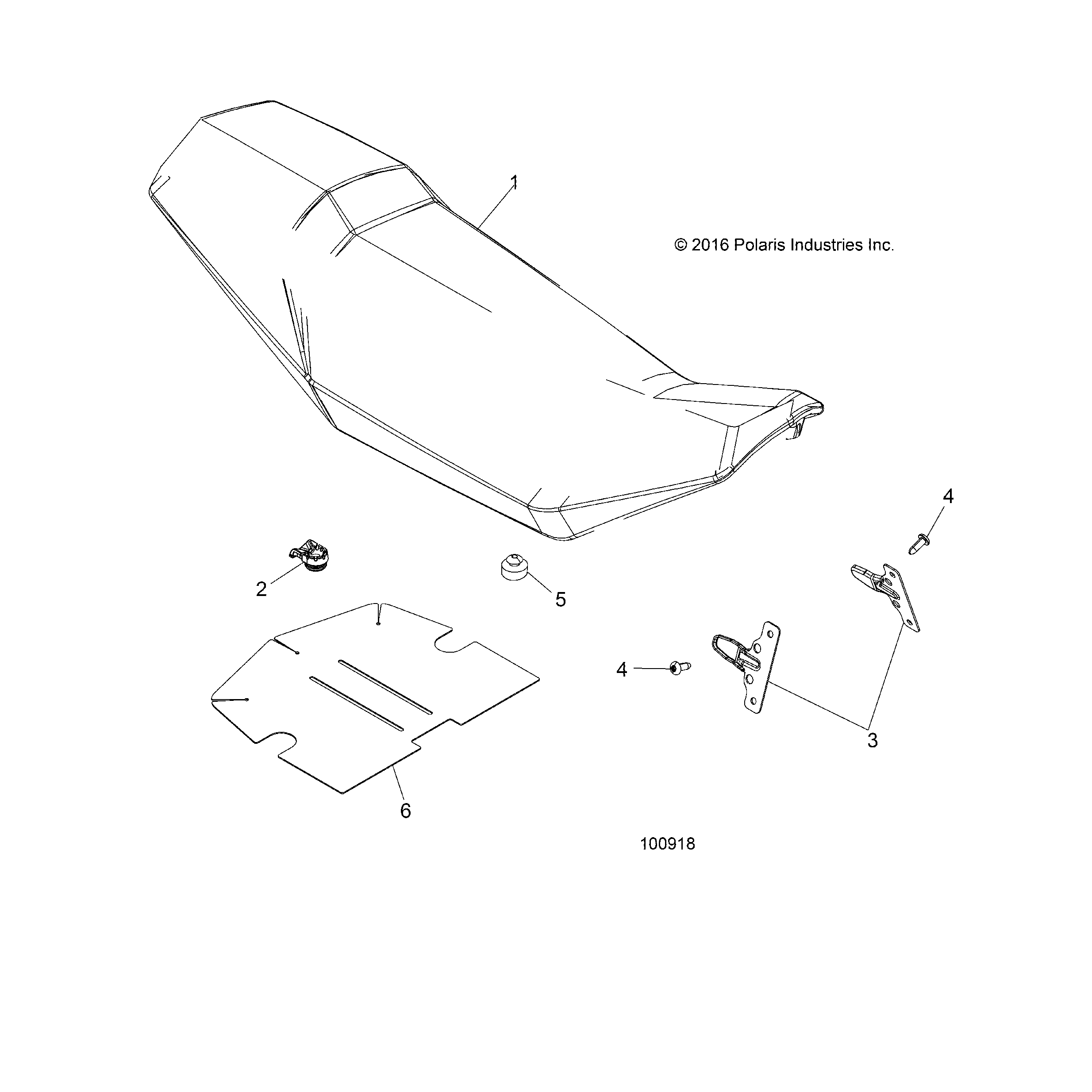 An Image of a Genuine Polaris Parts Schematic Diagram showing the schematic - BODY: SEAT - 2017 POLARIS SCRAMBLER XP 1000
