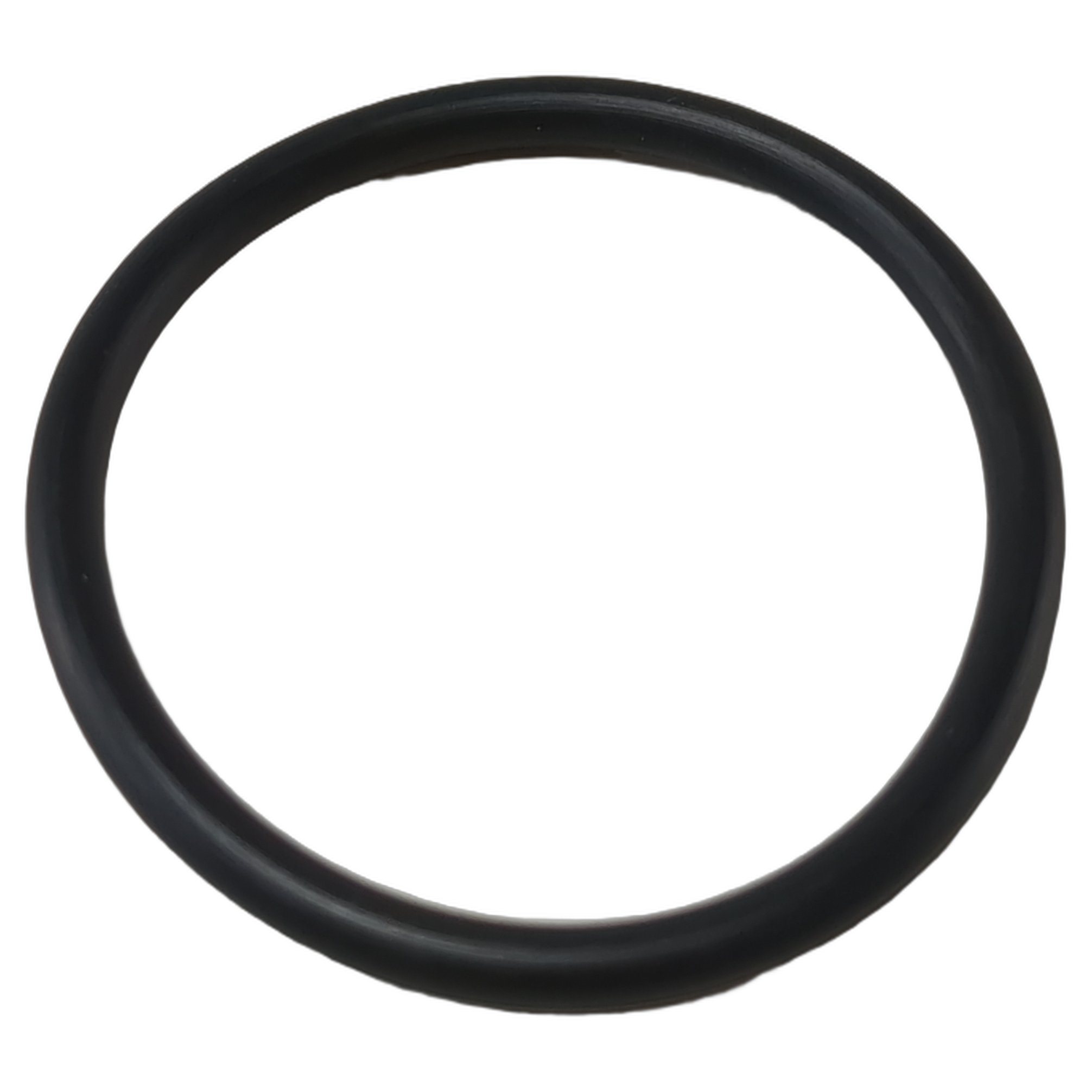 Black rubber O-ring with smooth texture and circular shape for sealing applications.