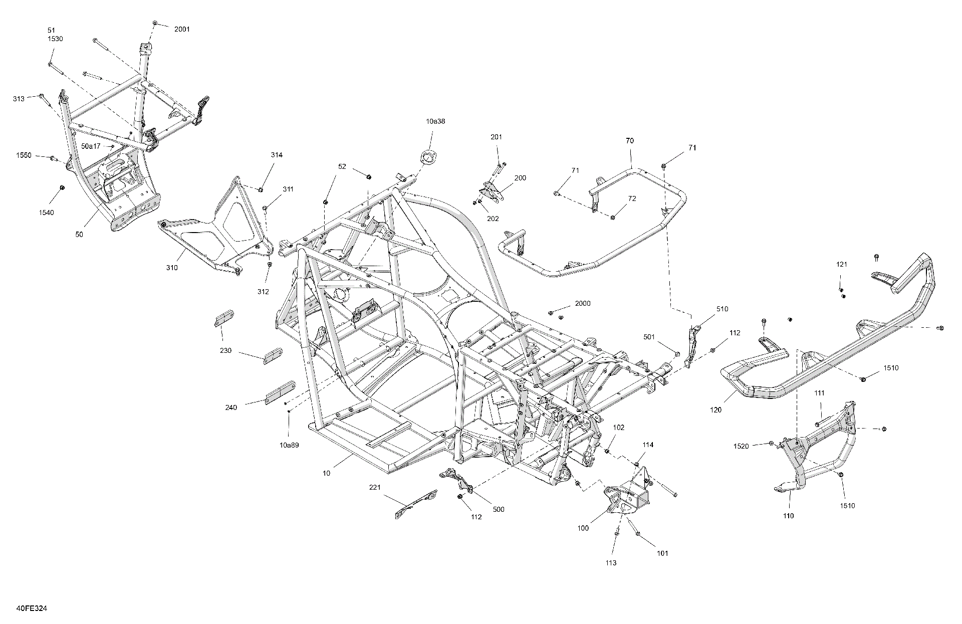 An Image of a Genuine Can-Am Parts Schematic Diagram showing the schematic - FRAME - SYSTEM