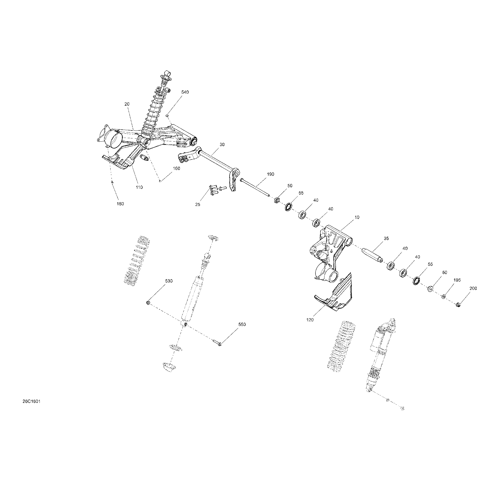 An Image of a Genuine Can-Am Parts Schematic Diagram showing the schematic - REAR SUSPENSION COMMANDER