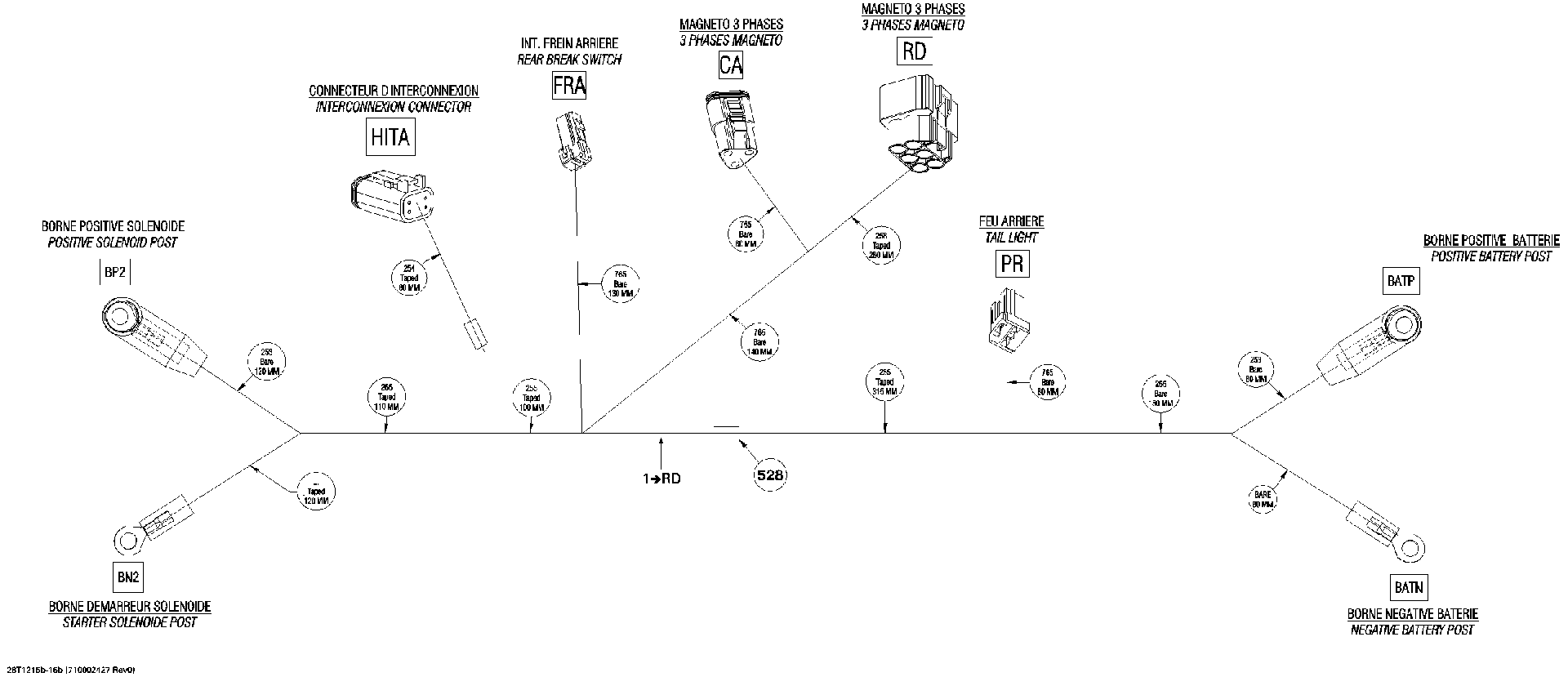 An Image of a Genuine Can-Am Parts Schematic Diagram showing the schematic - MAIN HARNESS REAR SECTION