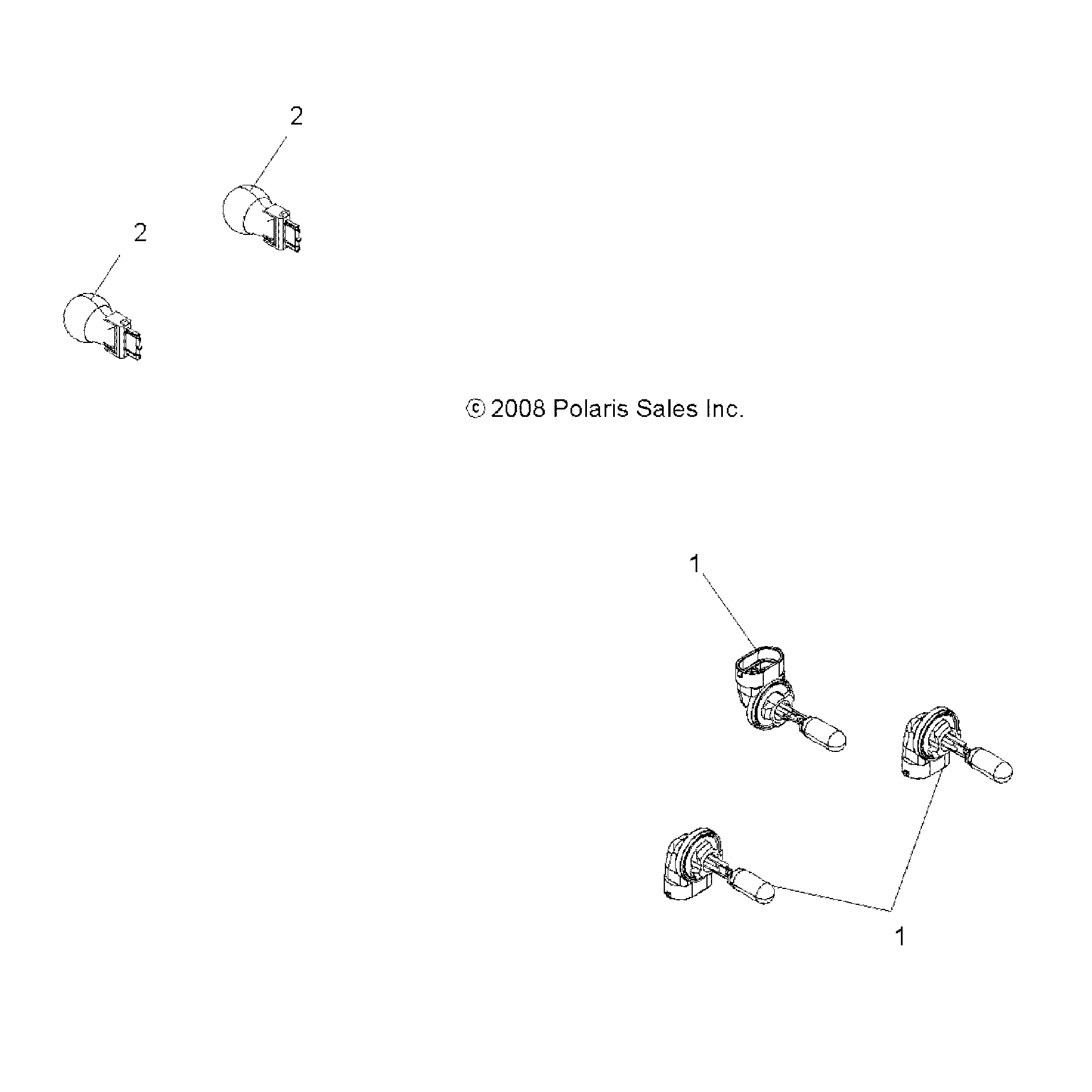 An Image of a Genuine Polaris Parts Schematic Diagram showing the schematic - ELECTRICAL: BULBS - 2018 POLARIS SPORTSMAN TOURING 1000