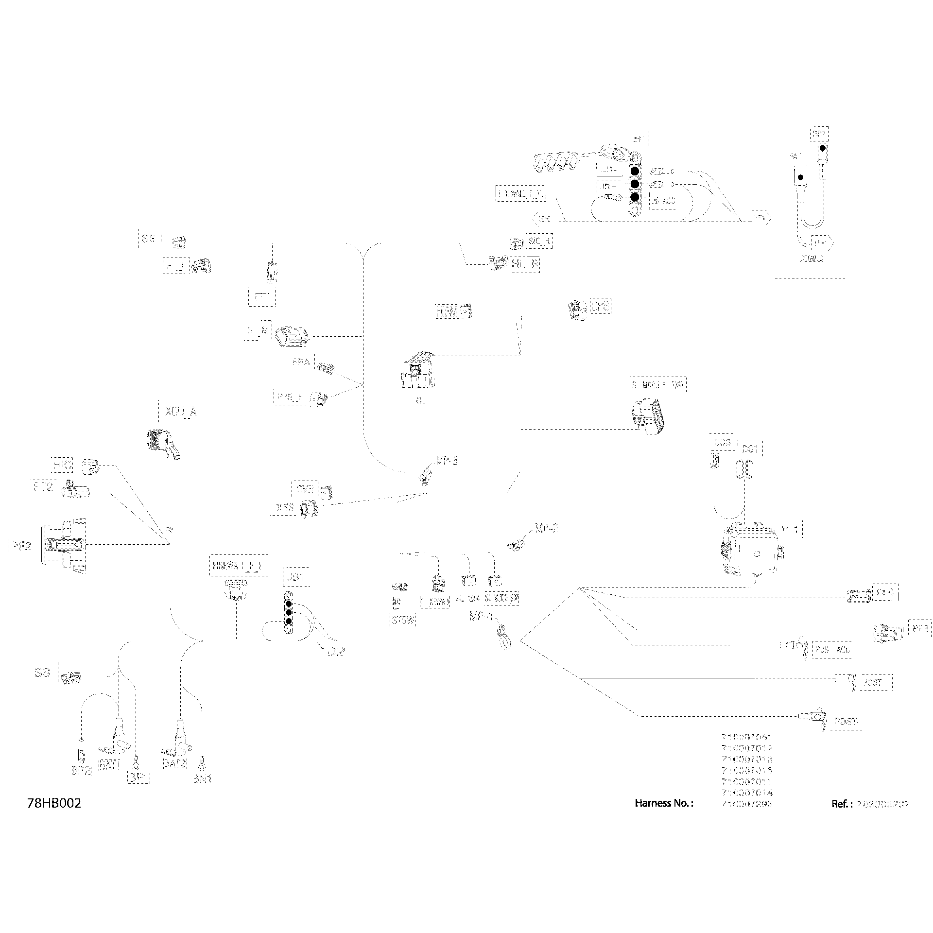 An Image of a Genuine Can-Am Parts Schematic Diagram showing the schematic - ELECTRIC - MAIN HARNESS - 710007295