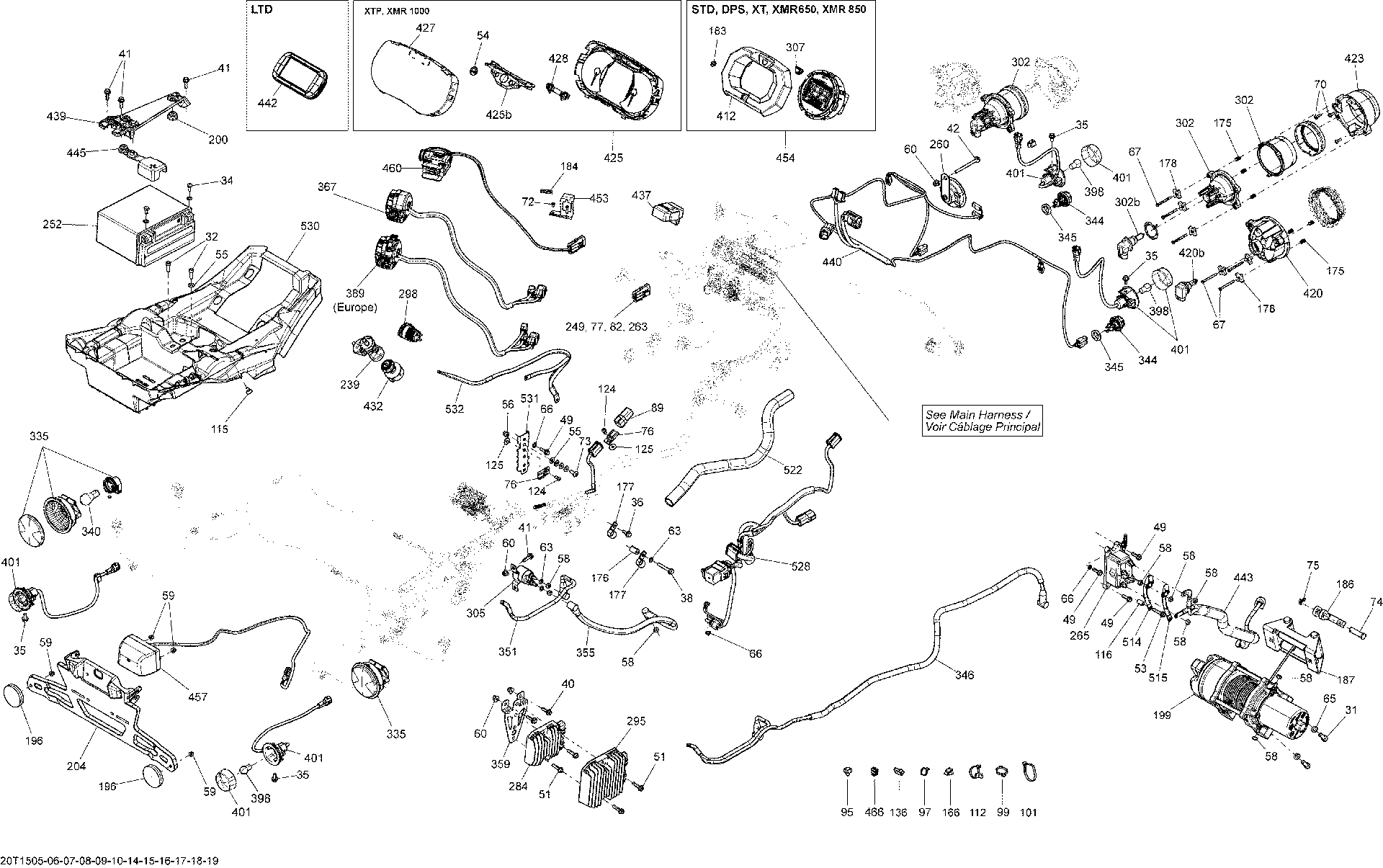 An Image of a Genuine Can-Am Parts Schematic Diagram showing the schematic - ELECTRICAL SYSTEM _20T1508