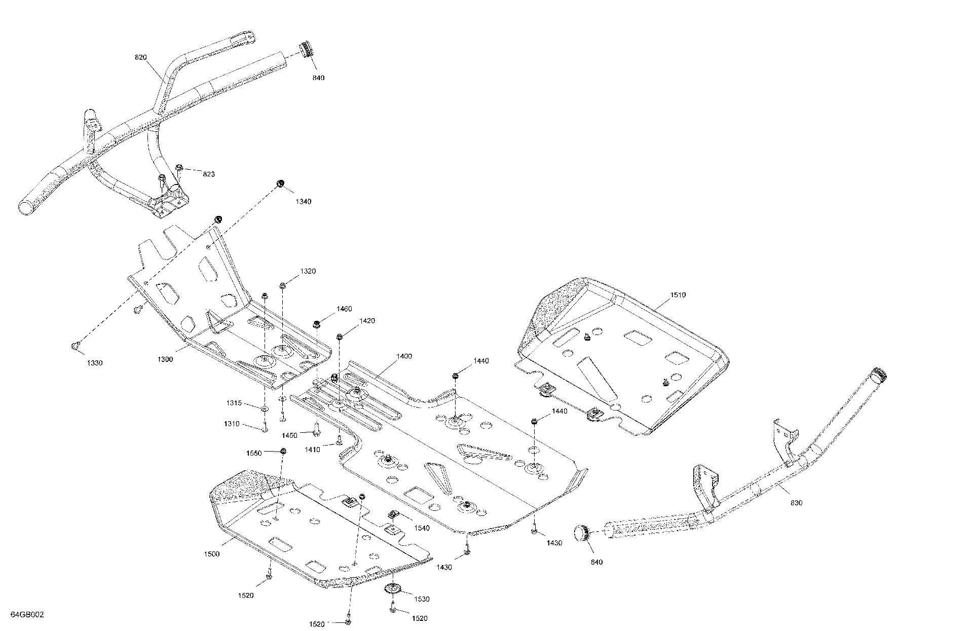 An Image of a Genuine Can-Am Parts Schematic Diagram showing the schematic - BODY - SKID PLATE AND BUMPER
