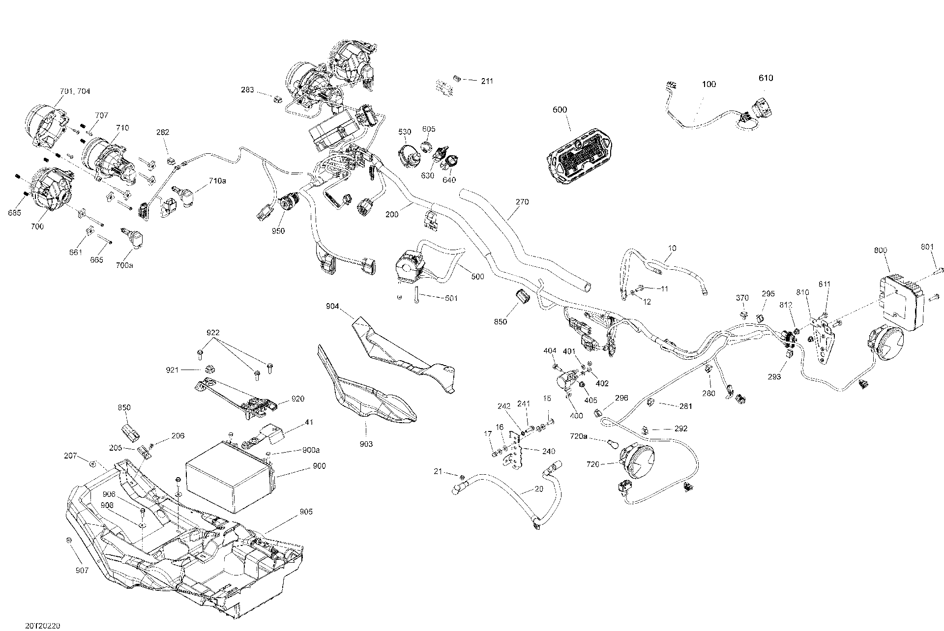 An Image of a Genuine Can-Am Parts Schematic Diagram showing the schematic - ELECTRICAL SYSTEM