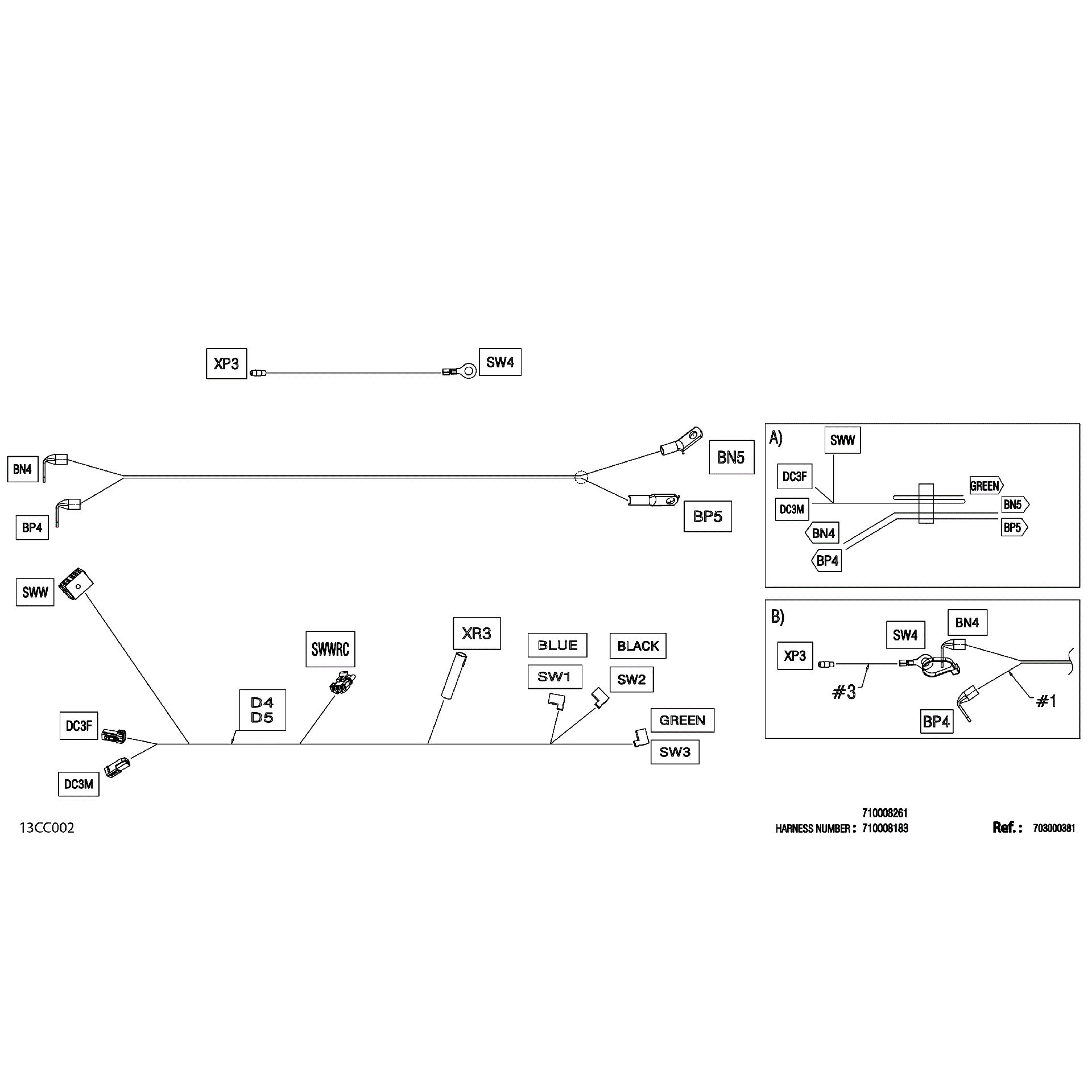 An Image of a Genuine Can-Am Parts Schematic Diagram showing the schematic - ELECTRIC - WINCH WIRING HARNESS - 710008183