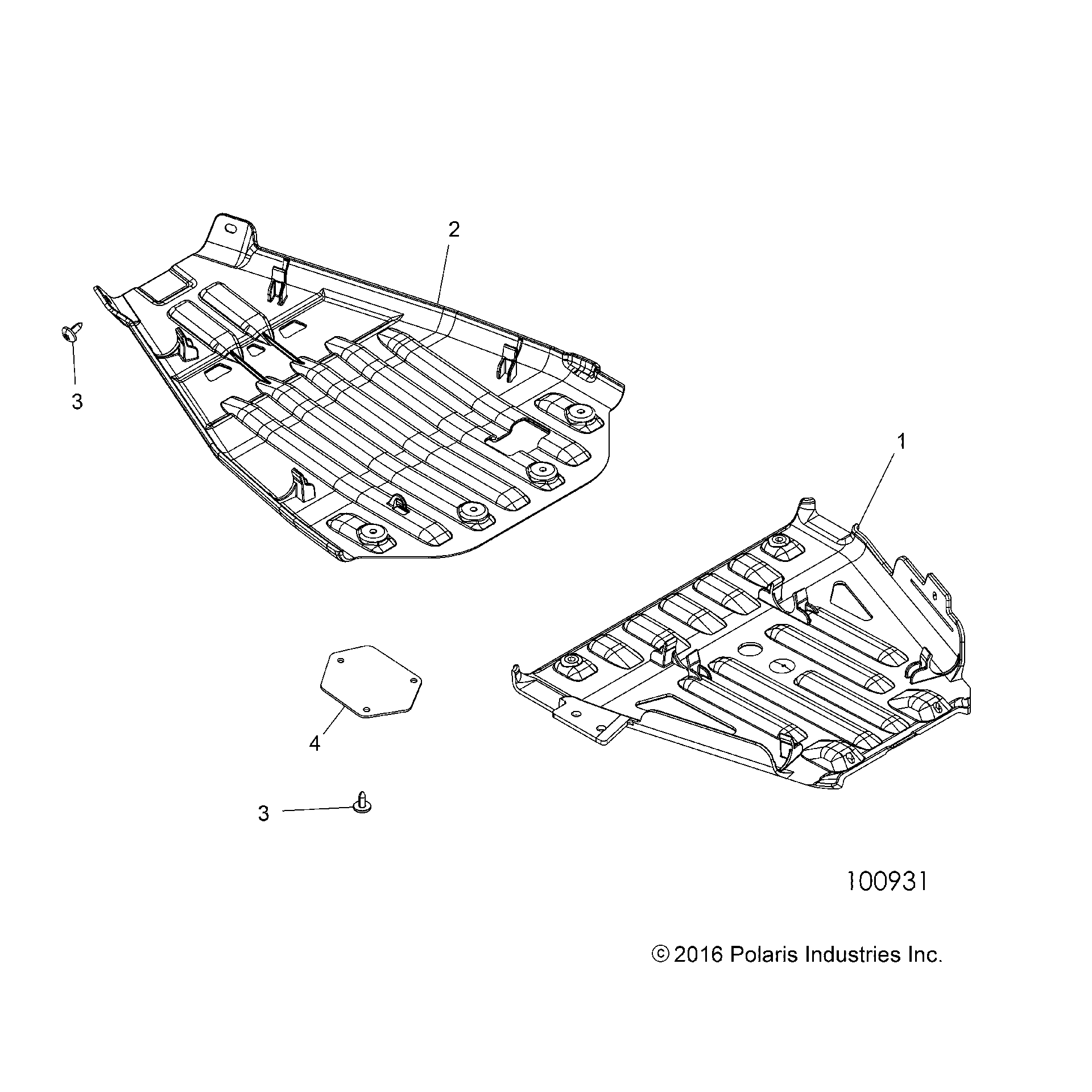 An Image of a Genuine Polaris Parts Schematic Diagram showing the schematic - BODY: SKID PLATES - 2018 POLARIS SPORTSMAN XP 1000