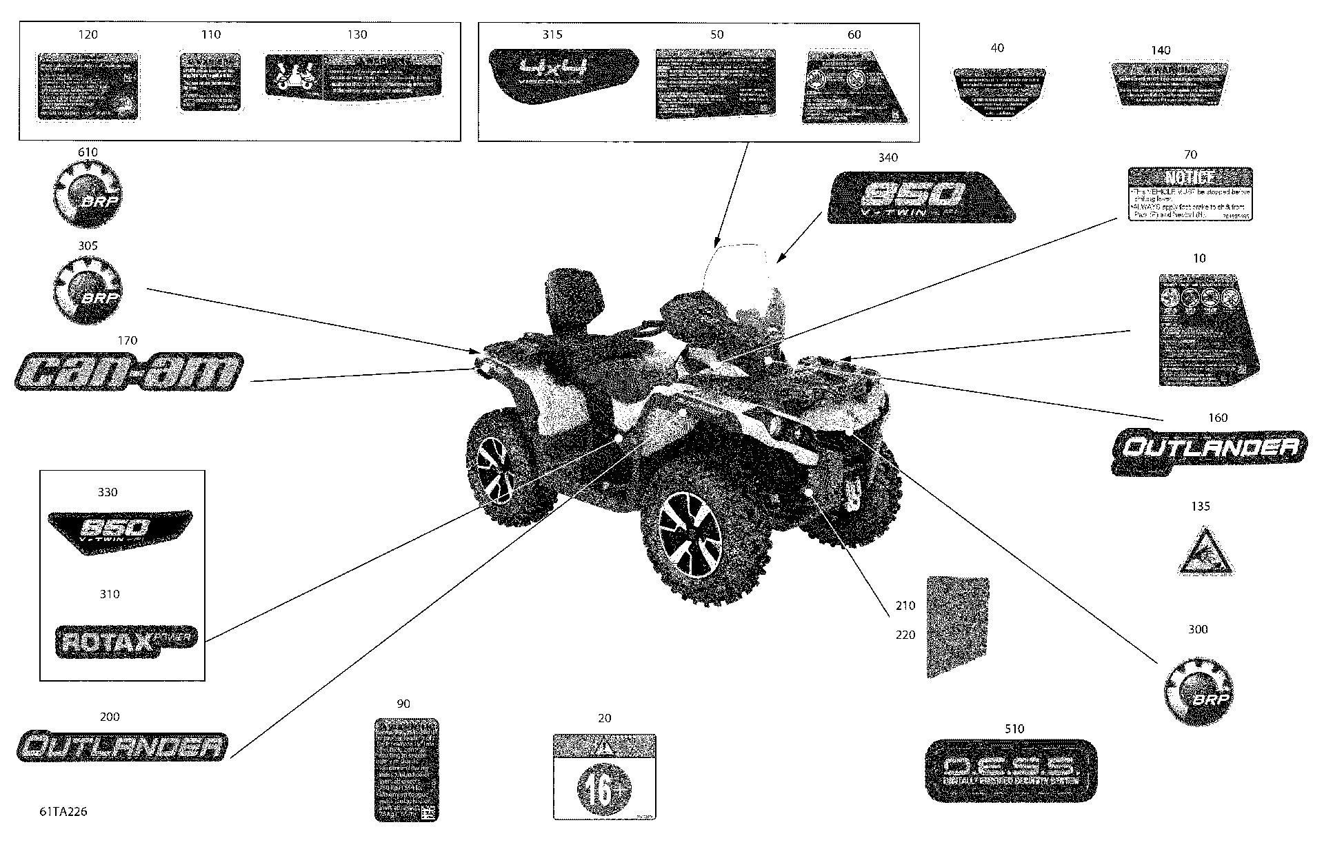 An Image of a Genuine Can-Am Parts Schematic Diagram showing the schematic - BODY - DECALS - NORTH EDITION