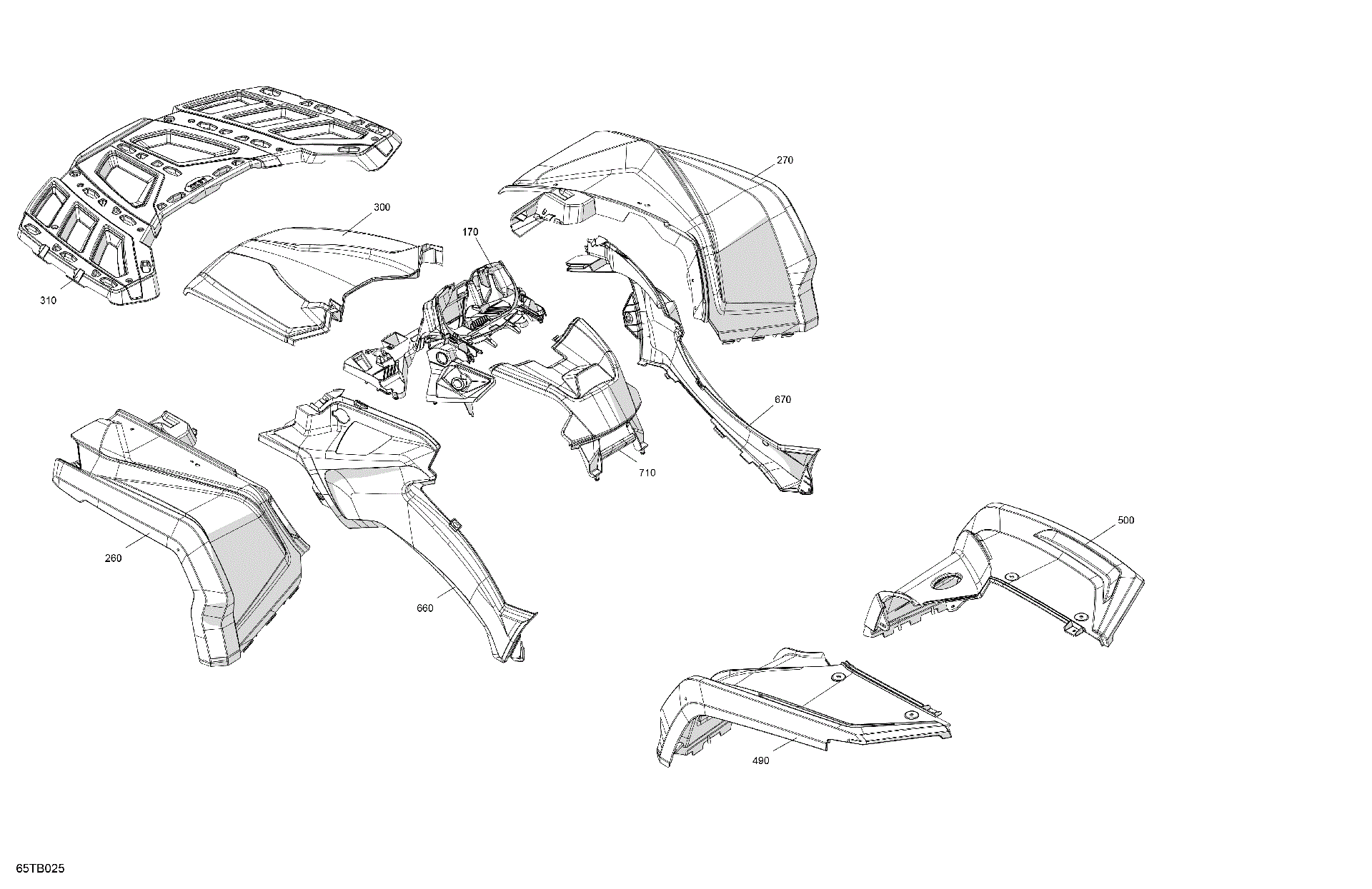 An Image of a Genuine Can-Am Parts Schematic Diagram showing the schematic - BODY - FENDER KIT