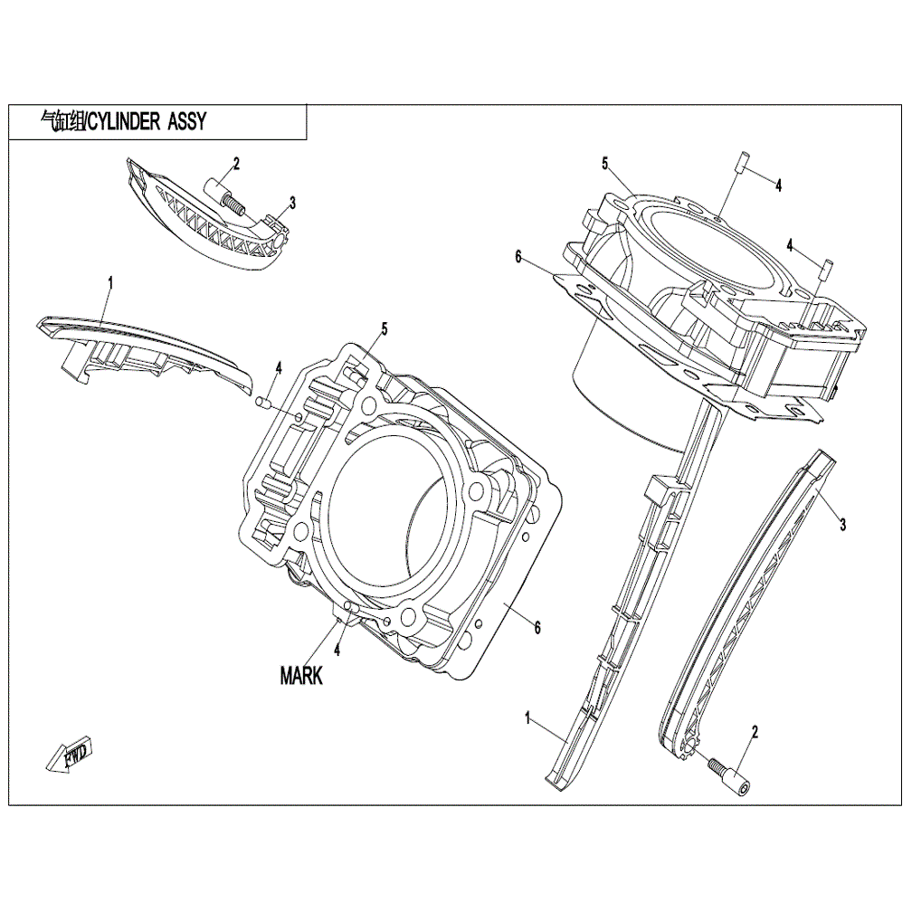 An Image of a genuine CFMOTO Parts Schematic Diagram showing the group - CYLINDER BODY - 2022 CFMOTO CFORCE 800 XC