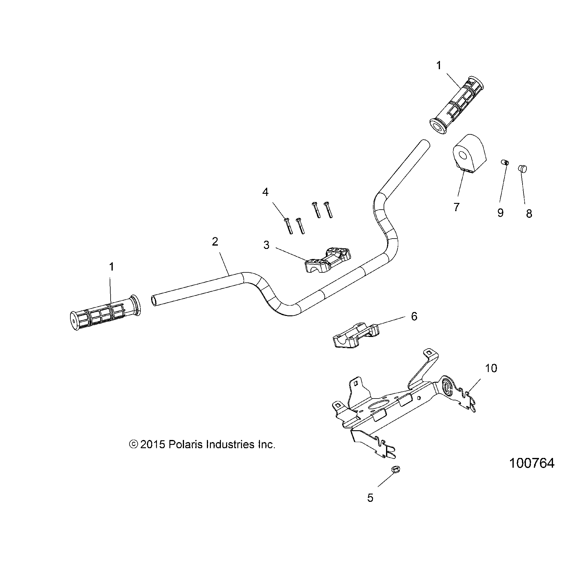 An Image of a Genuine Polaris Parts Schematic Diagram showing the schematic - STEERING: HANDLEBAR and CONTROLS - 2017 POLARIS SPORTSMAN 850 SP