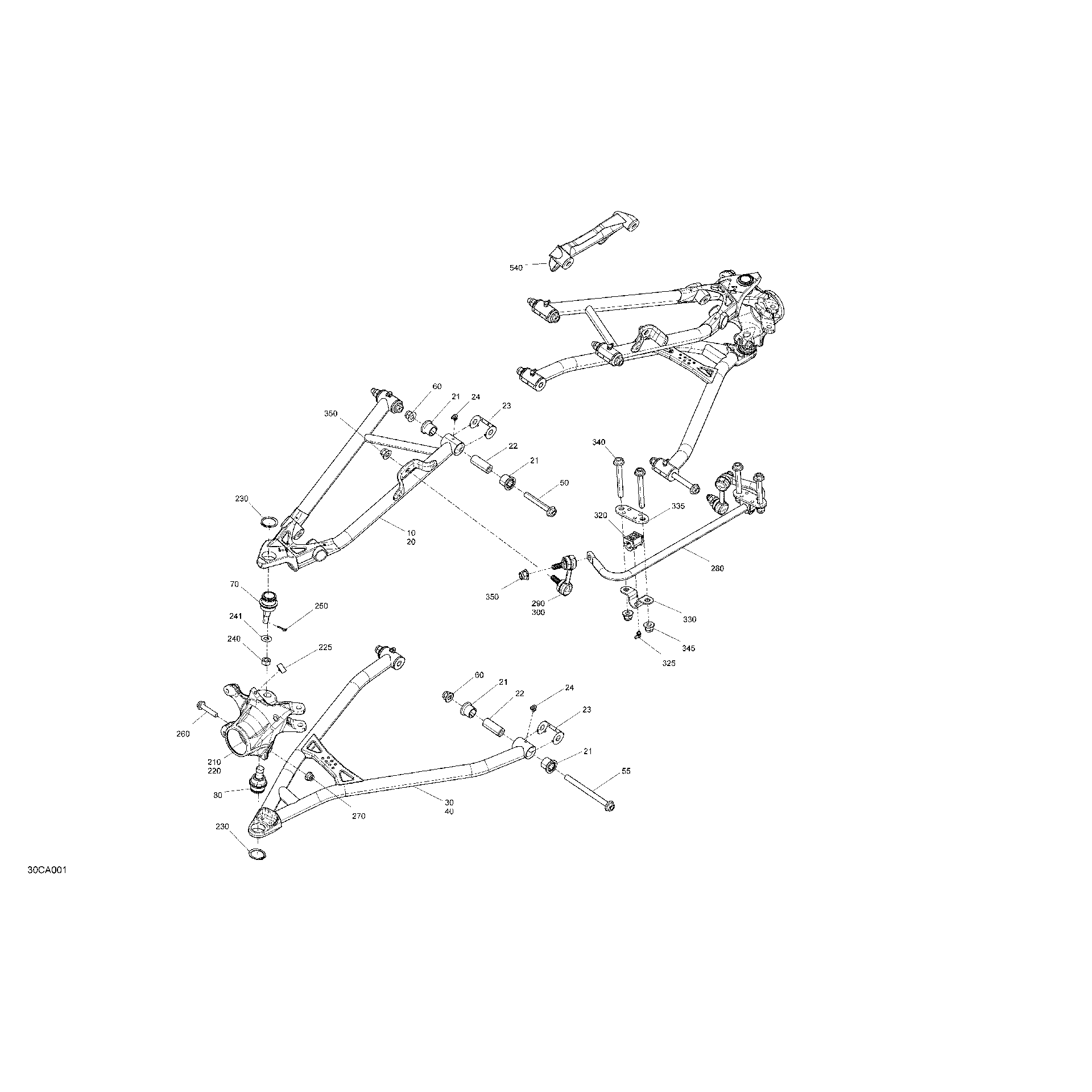 An Image of a Genuine Can-Am Parts Schematic Diagram showing the schematic - SUSPENSION - FRONT - DS