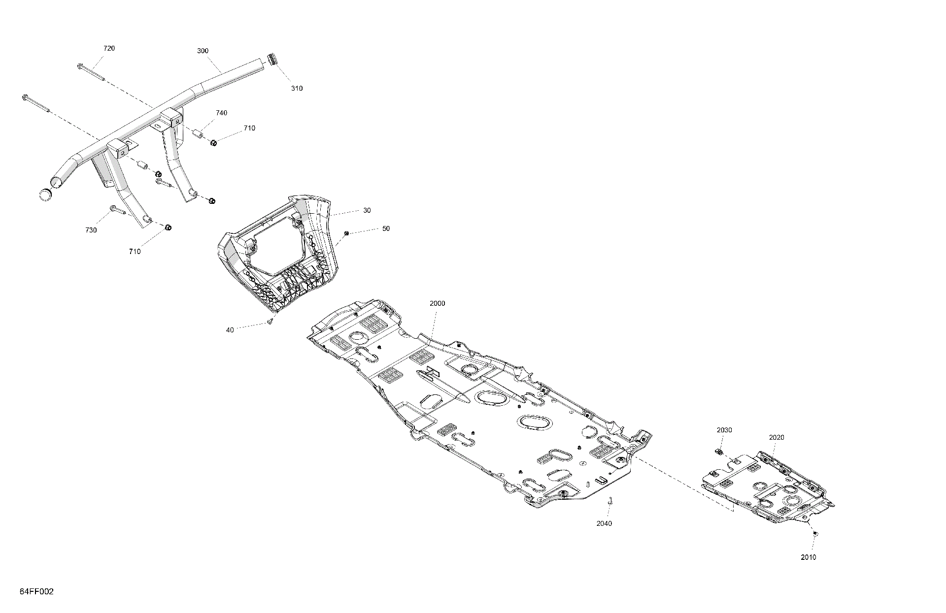 An Image of a Genuine Can-Am Parts Schematic Diagram showing the schematic - BODY - SKID PLATE AND BUMPER
