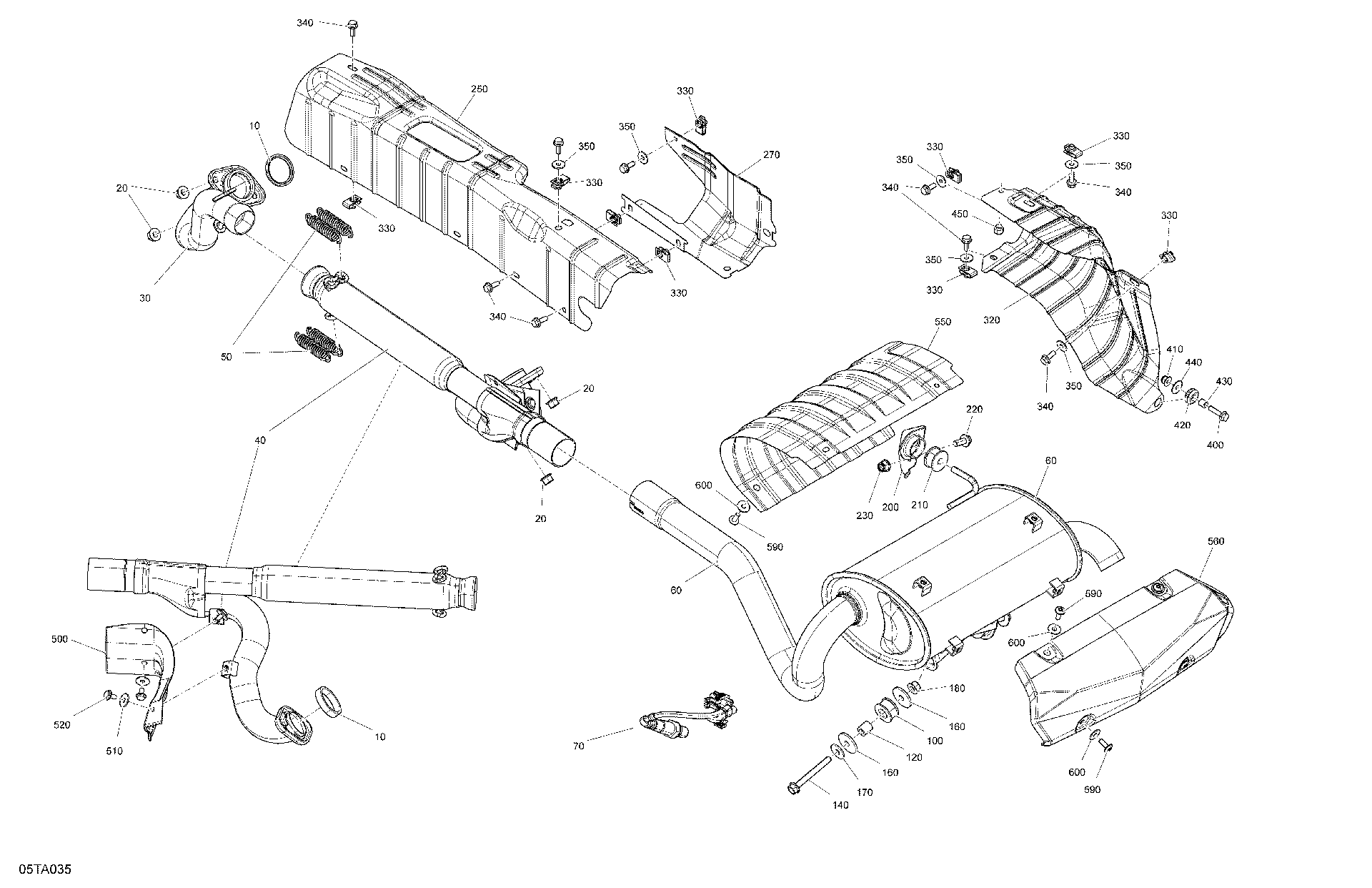 An Image of a Genuine Can-Am Parts Schematic Diagram showing the schematic - ENGINE - EXHAUST