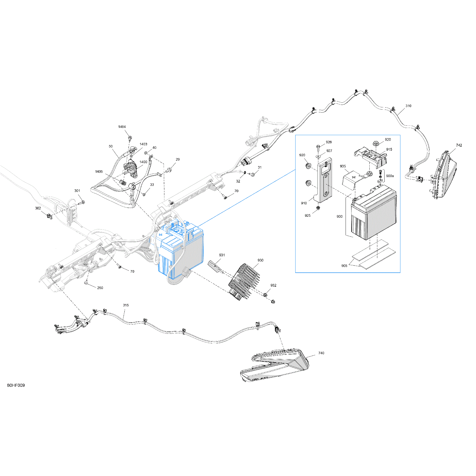 An Image of a Genuine Can-Am Parts Schematic Diagram showing the schematic - ELECTRIC - REAR SECTION