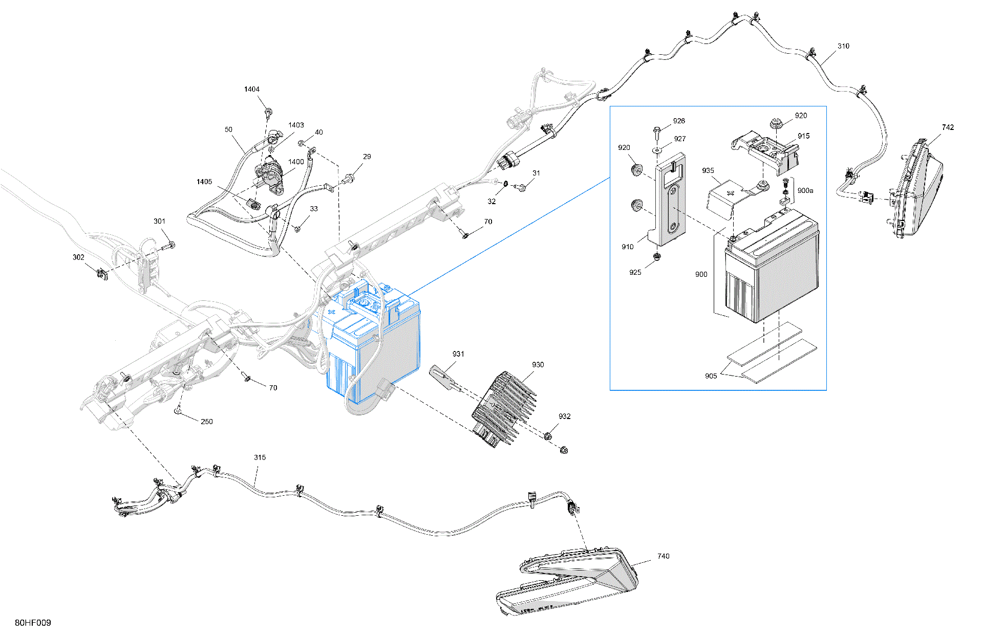 An Image of a Genuine Can-Am Parts Schematic Diagram showing the schematic - ELECTRIC - REAR SECTION