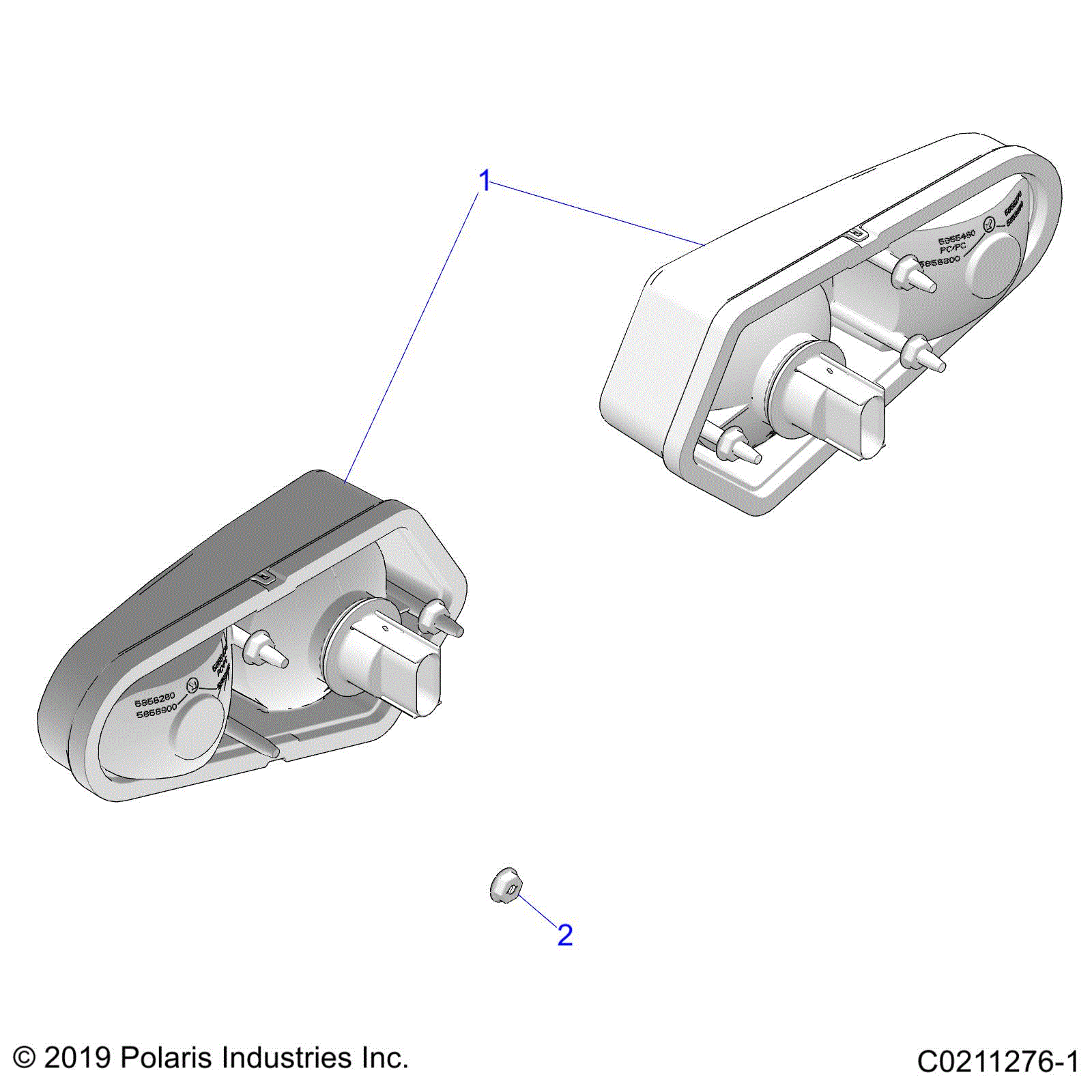 An Image of a Genuine Polaris Parts Schematic Diagram showing the schematic - ELECTRICAL: TAILLAMPS - 2020 POLARIS SPORTSMAN 570 HUNTER EDITION