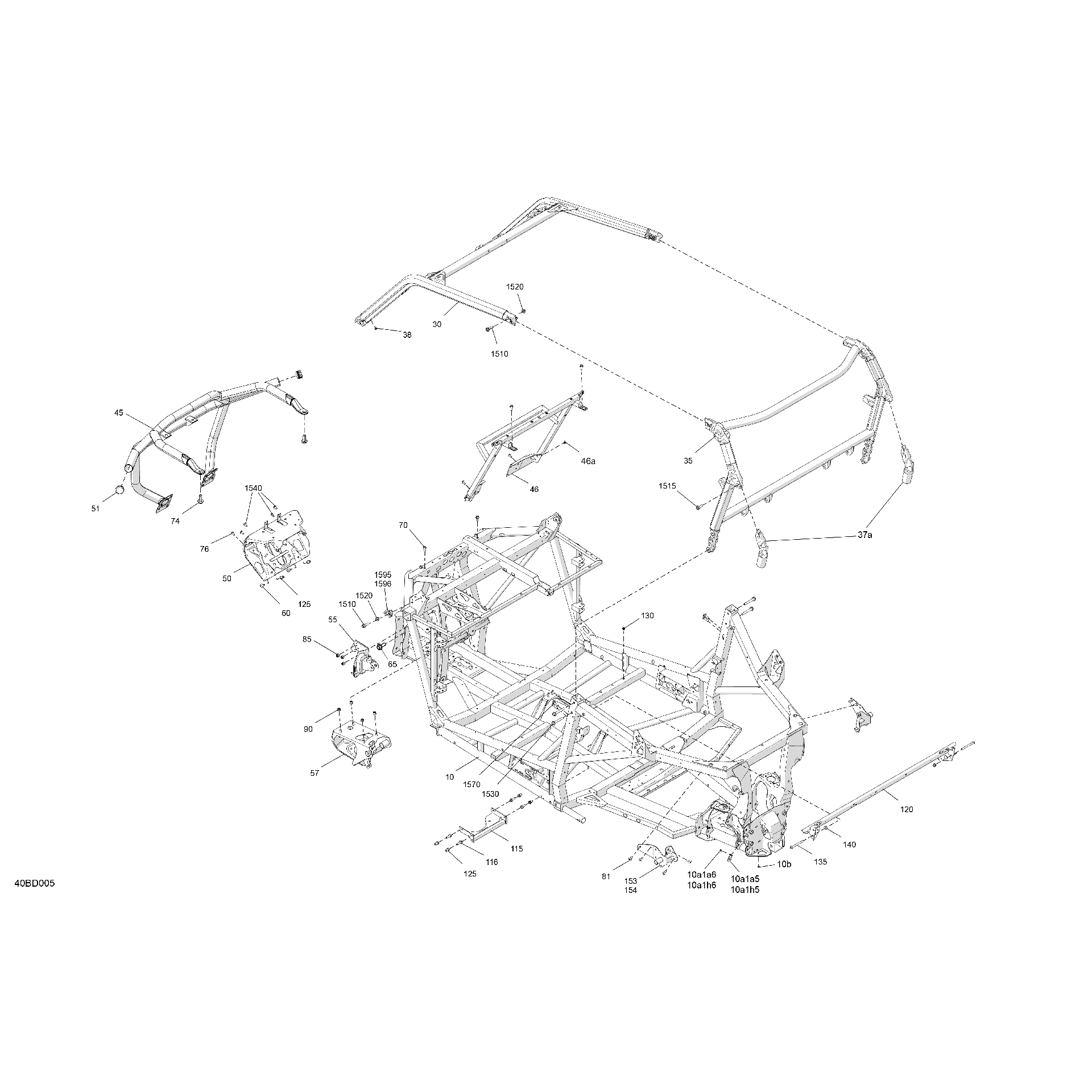 An Image of a Genuine Can-Am Parts Schematic Diagram showing the schematic - FRAME - SYSTEM